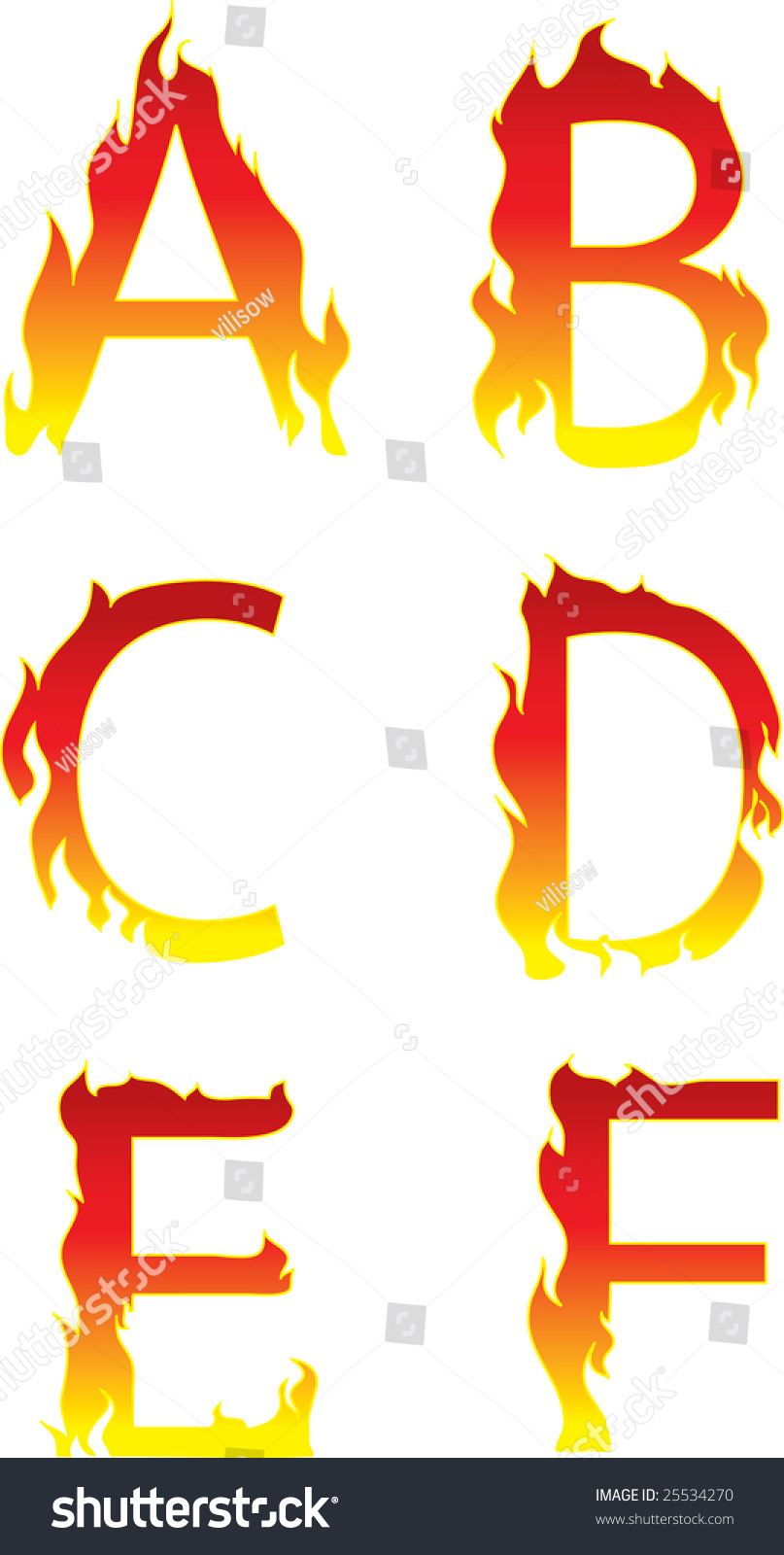 Fire Alphabet Abcdef Stock Vector 25534270 - Shutterstock