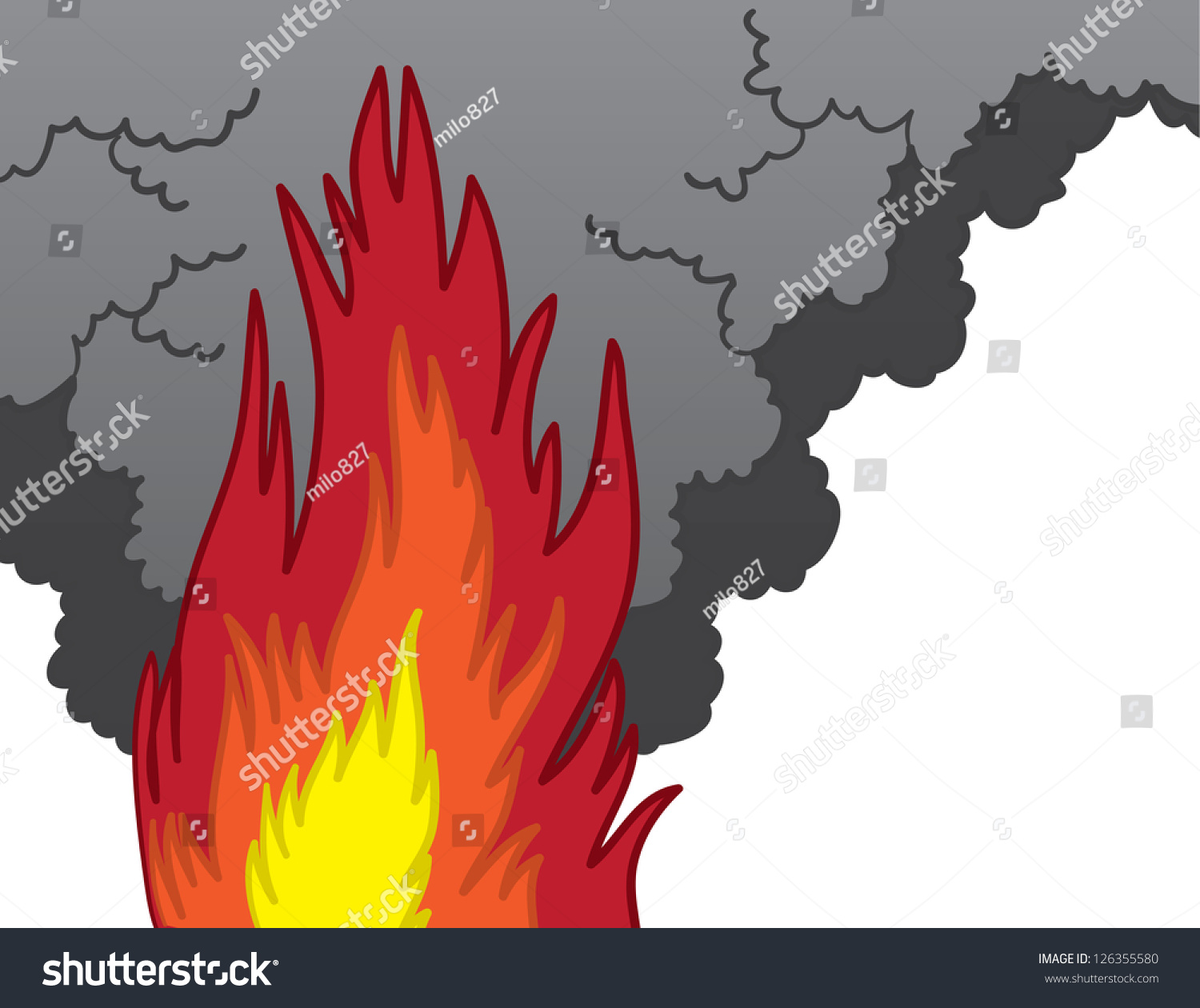 Fire Billowing Smoke Cartoon Stock Vector 126355580 - Shutterstock