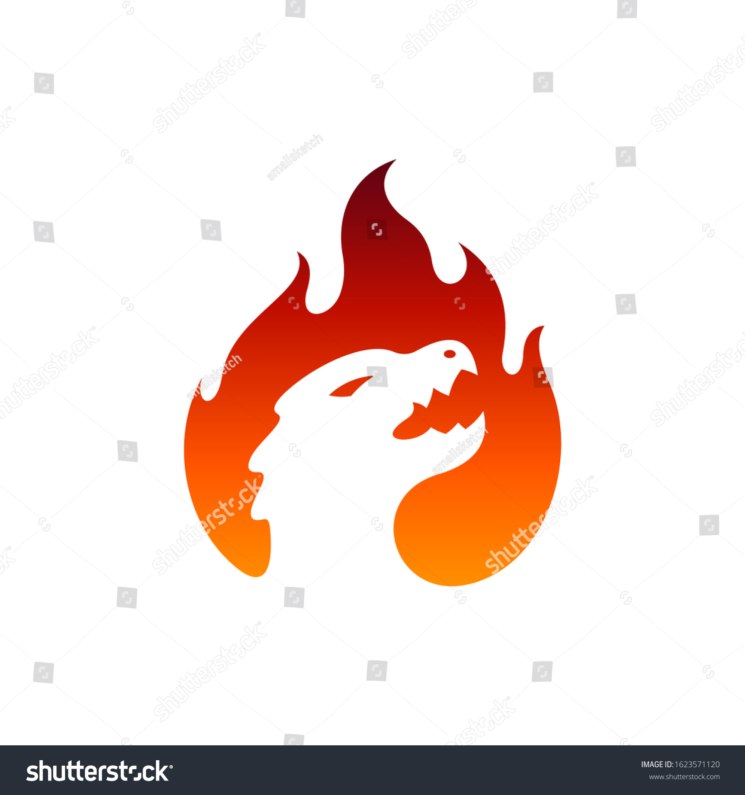 Fire Dinosaur Logo Design Simple Mascot Stock Vector Royalty Free