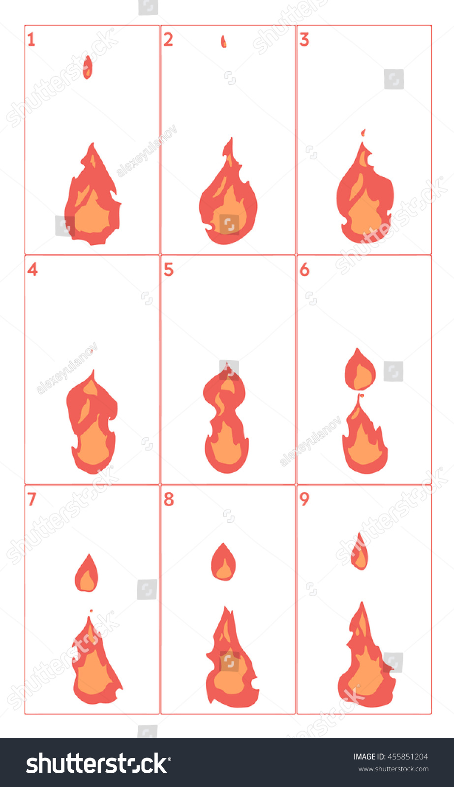 Fire Animation Sequence Loop Animation Sprite Sheet Stock Vector Image ...