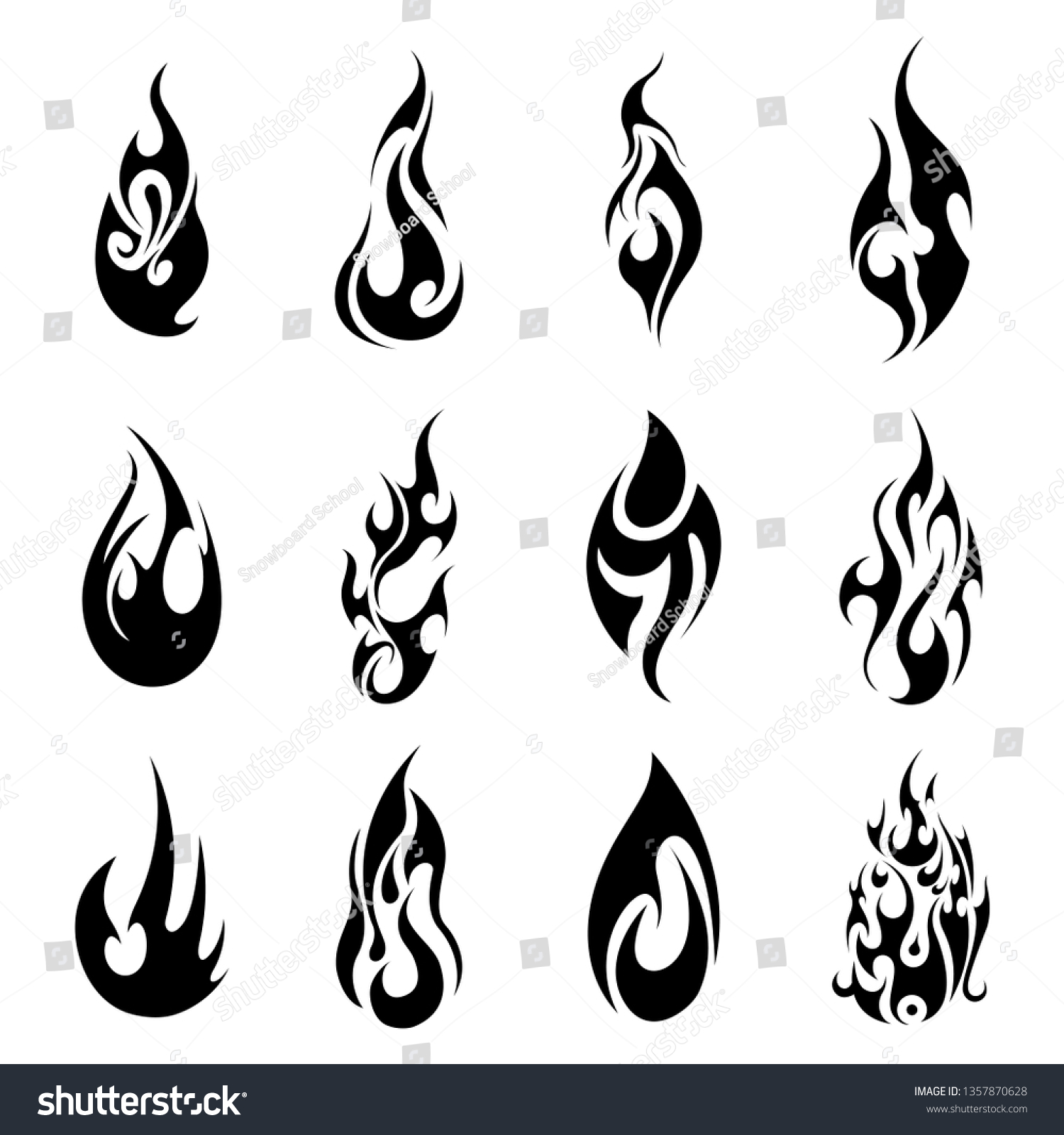 SVG of fire burn flame abstract tattoo celtic set svg