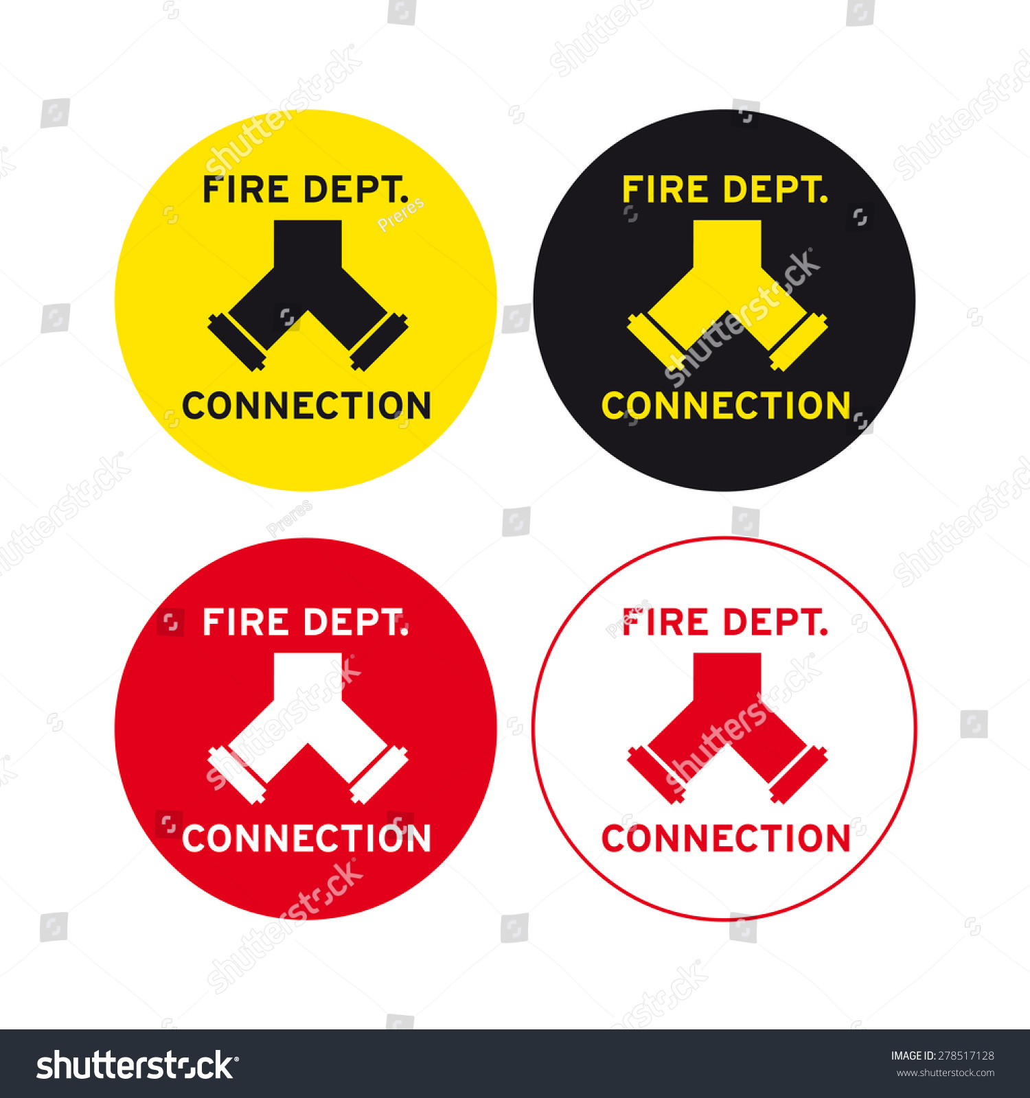 Fire Department Connection Sign Vector Set Stock Vector (Royalty Free