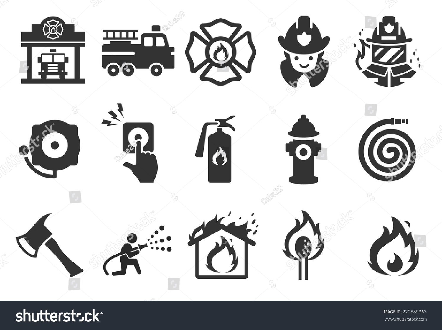 Fire Department Vector Illustration Icon Set Stock Vector (Royalty Free