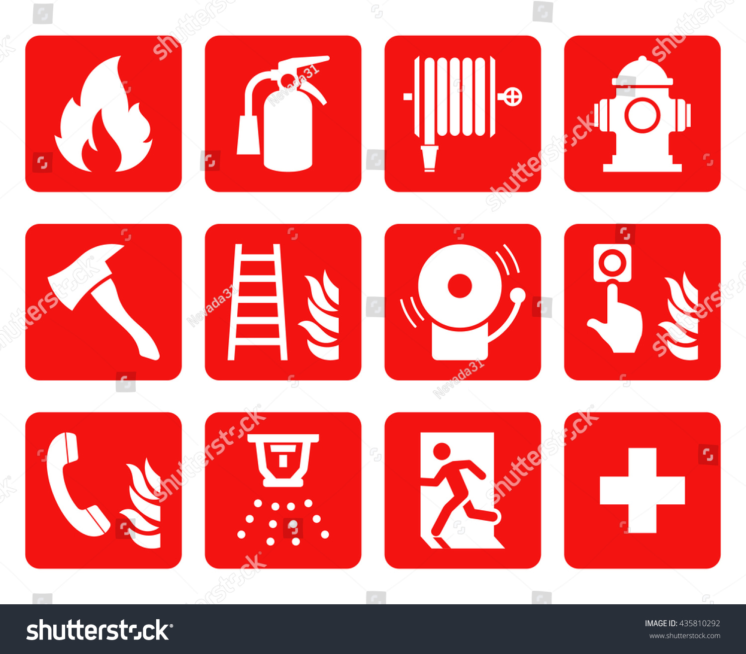 Fire Emergency Icons Set Stock Vector 435810292 - Shutterstock