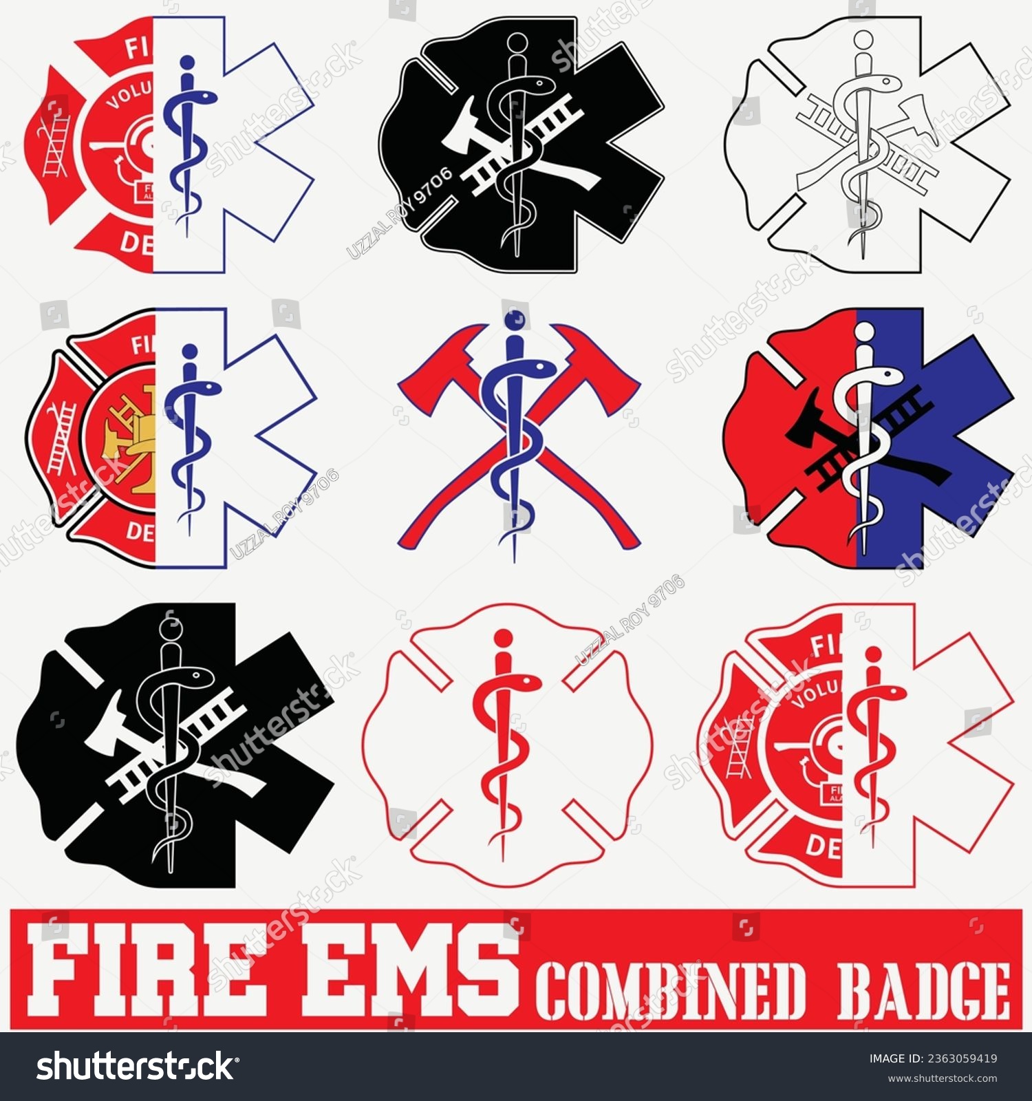 SVG of Fire EMS Badge Svg Bundle, Fire Department Logo, Paramedic Firefighter Set, Fire Medic EMT Patch vector svg