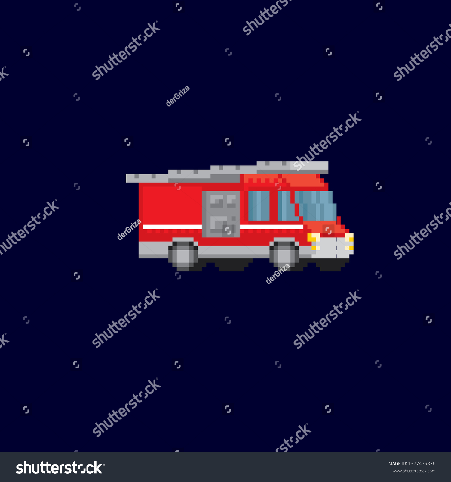 Fire Engine Pixel Art Old School Stock Vector (royalty Free) 1377479876 