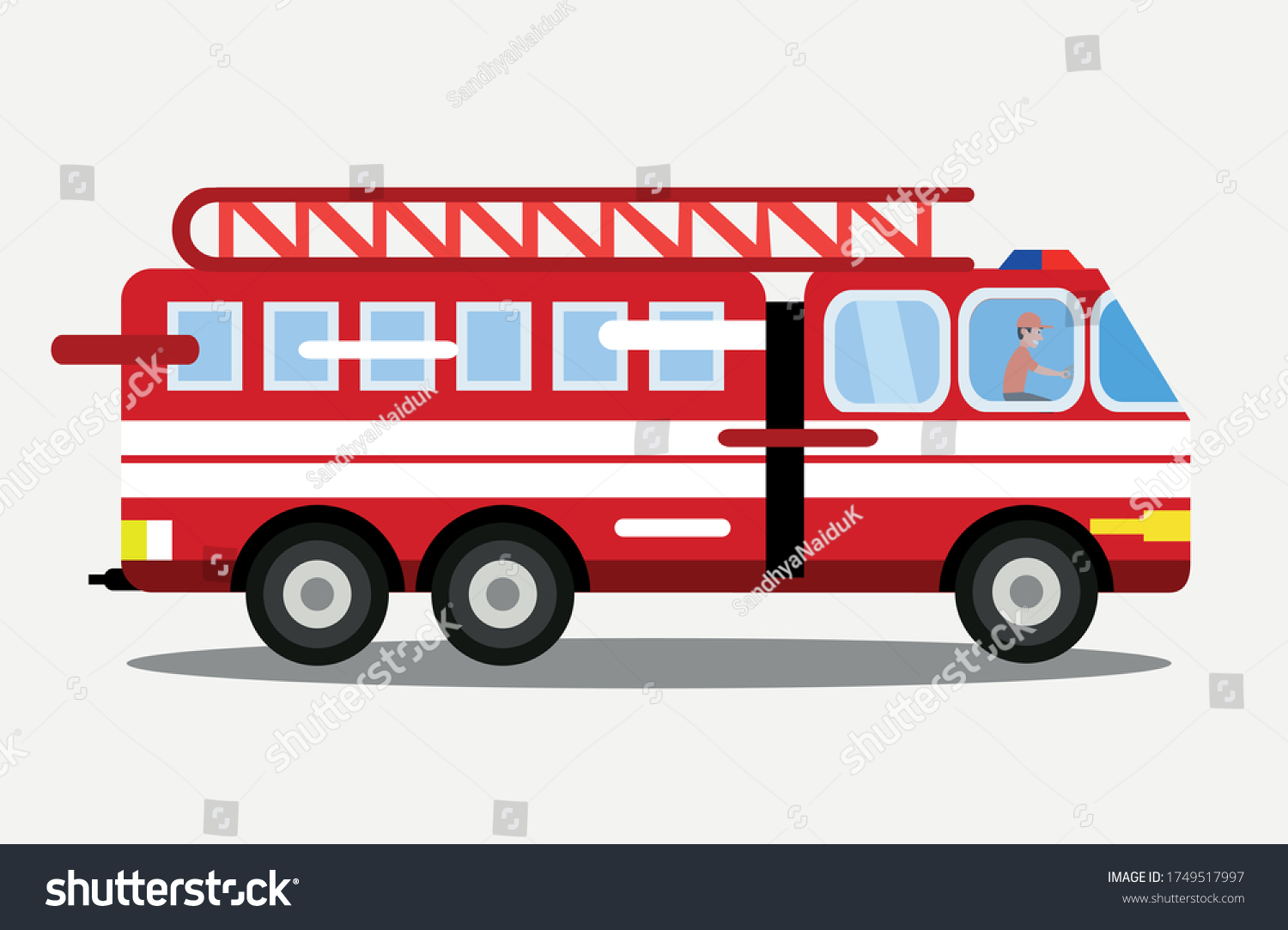 Fire Engine Vector Driver Isolated Truck Stock Vector (royalty Free 