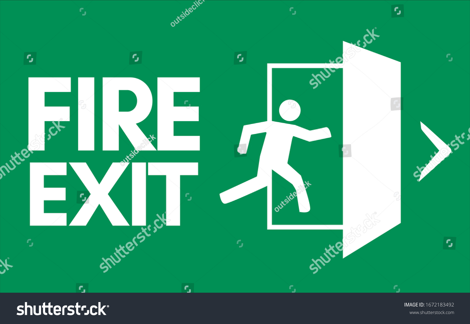 Fire Exit Green Emergency Exit Sign Stock Vector (Royalty Free) 1672183492