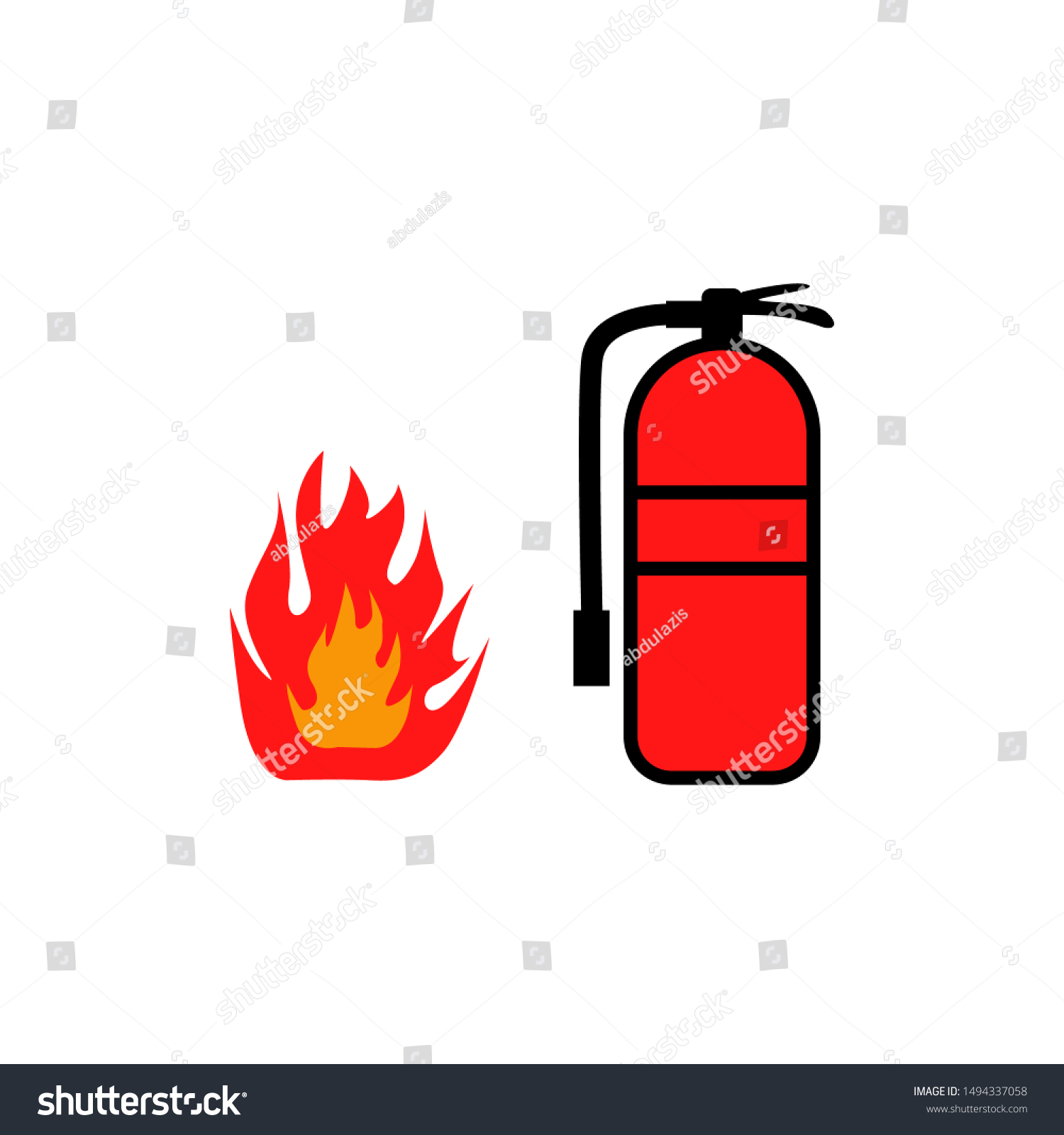 Fire Extinguisher Flat Design Vector Red Stock Vector (Royalty Free ...