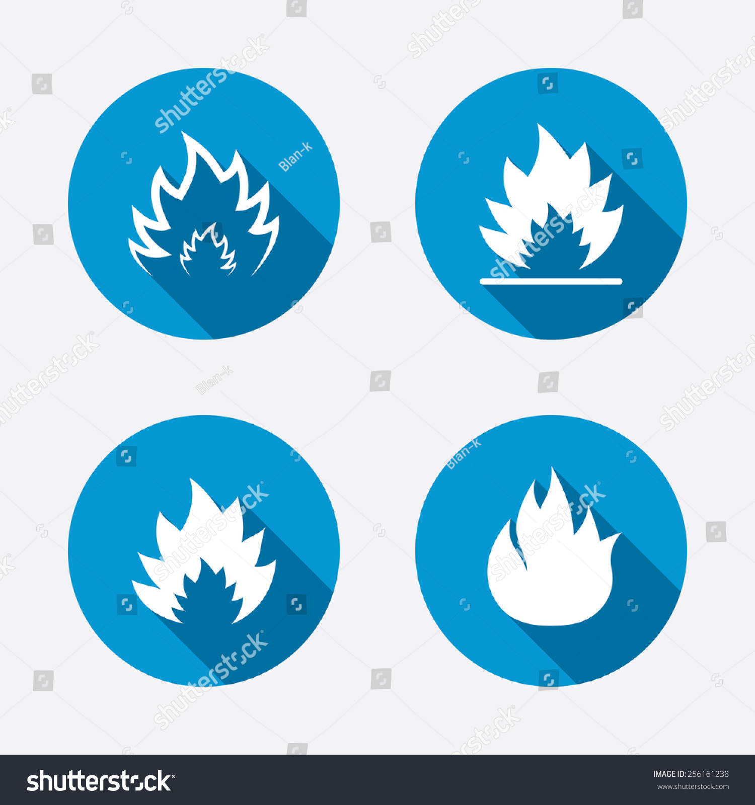 Fire Flame Icons Heat Symbols Inflammable 스톡 벡터로열티 프리 256161238
