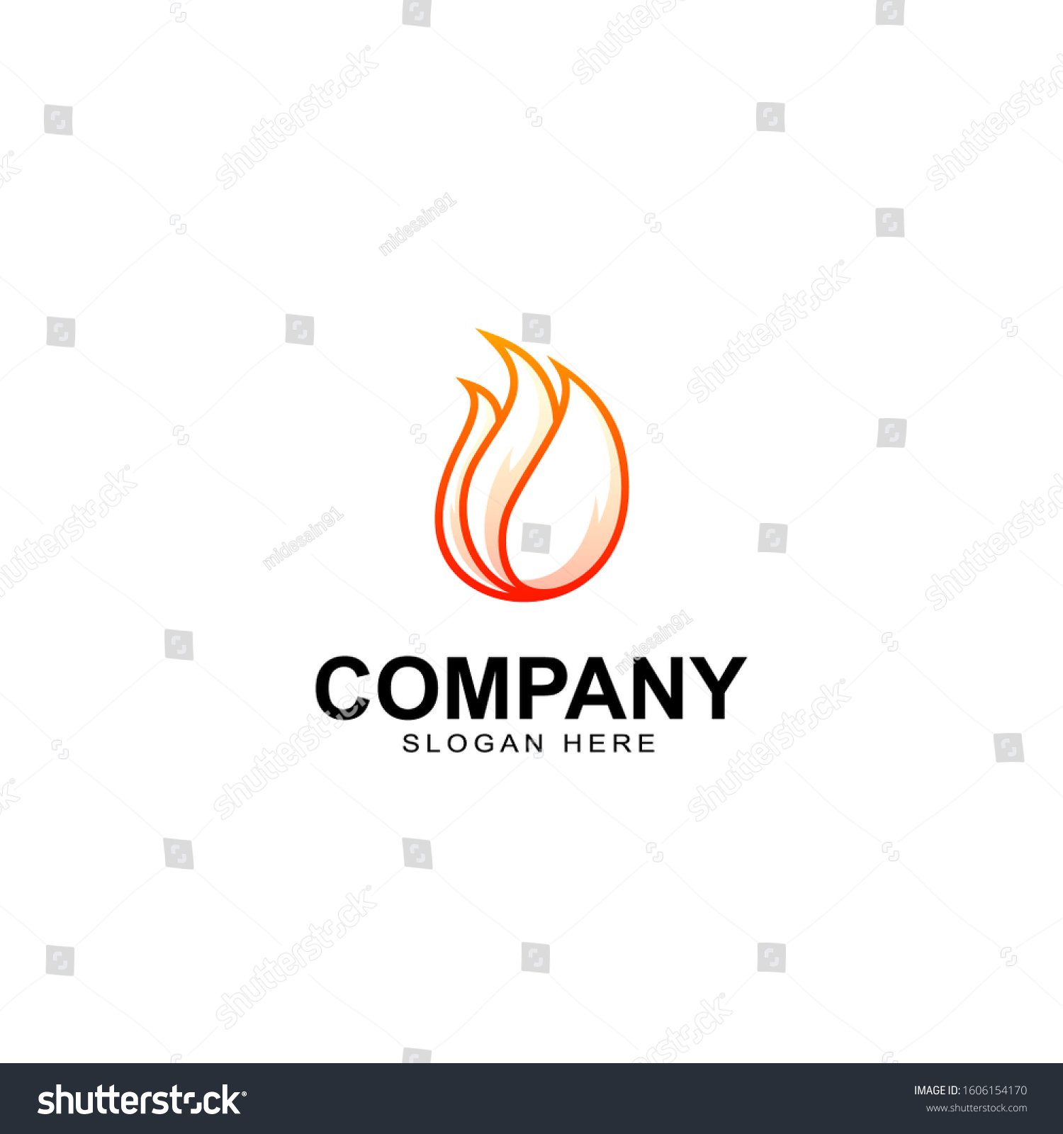 Fire Flame Logo Design Template Stock Vector (Royalty Free) 1606154170 ...