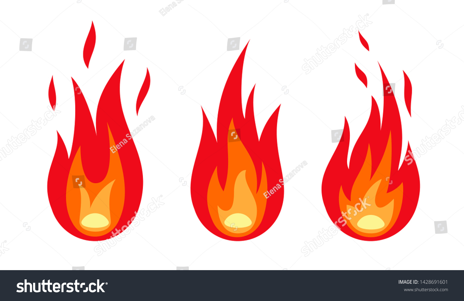 Fire Flame Set Isolated On White Stock Vector Royalty Free 1428691601