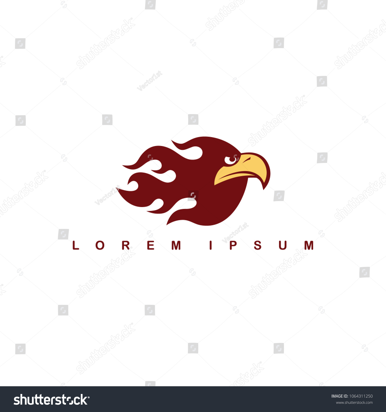 Fire Flame Theme Eagle Hawk Bird Stock Vector (Royalty Free) 1064311250 ...