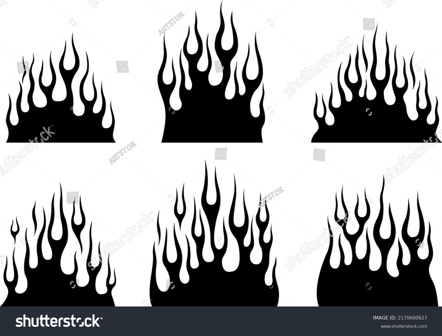 Fire Flames Isolated On White Background Stock Vector (Royalty Free ...