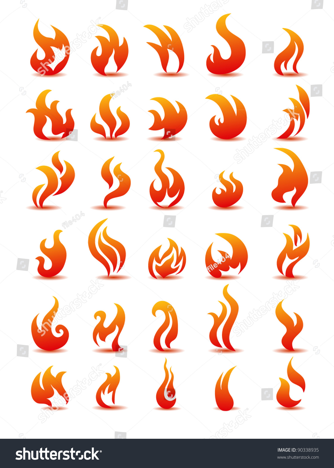 Fire Flames On White Background Vector Stock Vector (Royalty Free