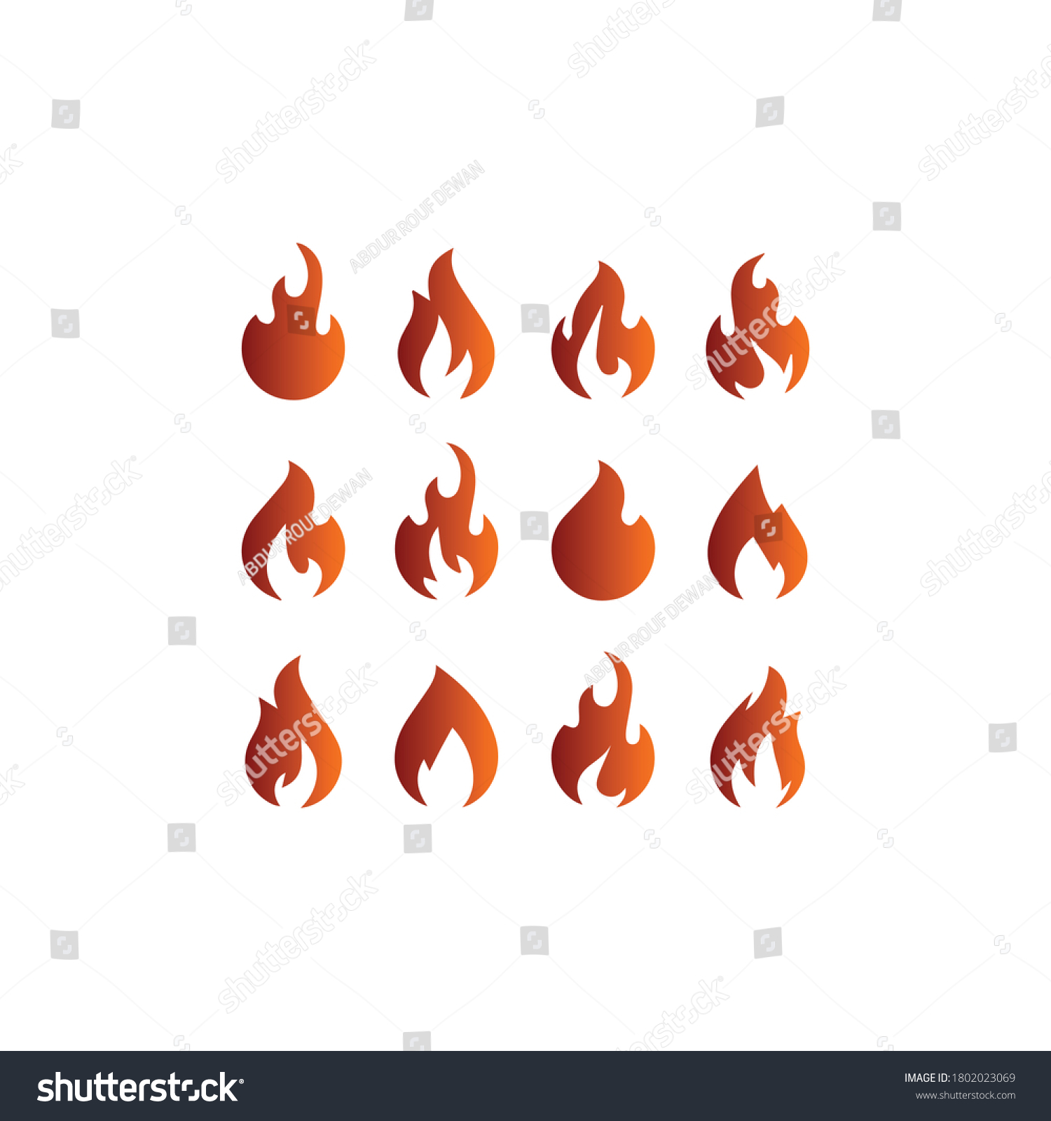 Fire Flames Set Vector Iconsfire Stock Vector Royalty Free 1802023069 5586