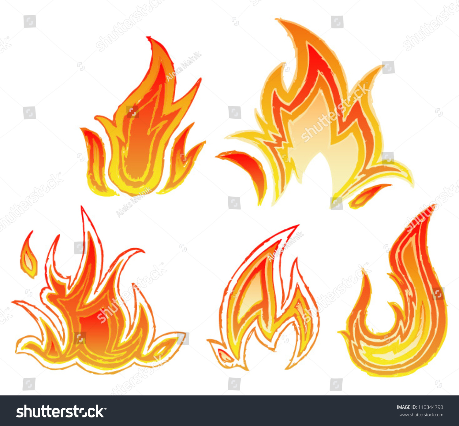 Fire Flames Sketch Stock Vector 110344790 - Shutterstock