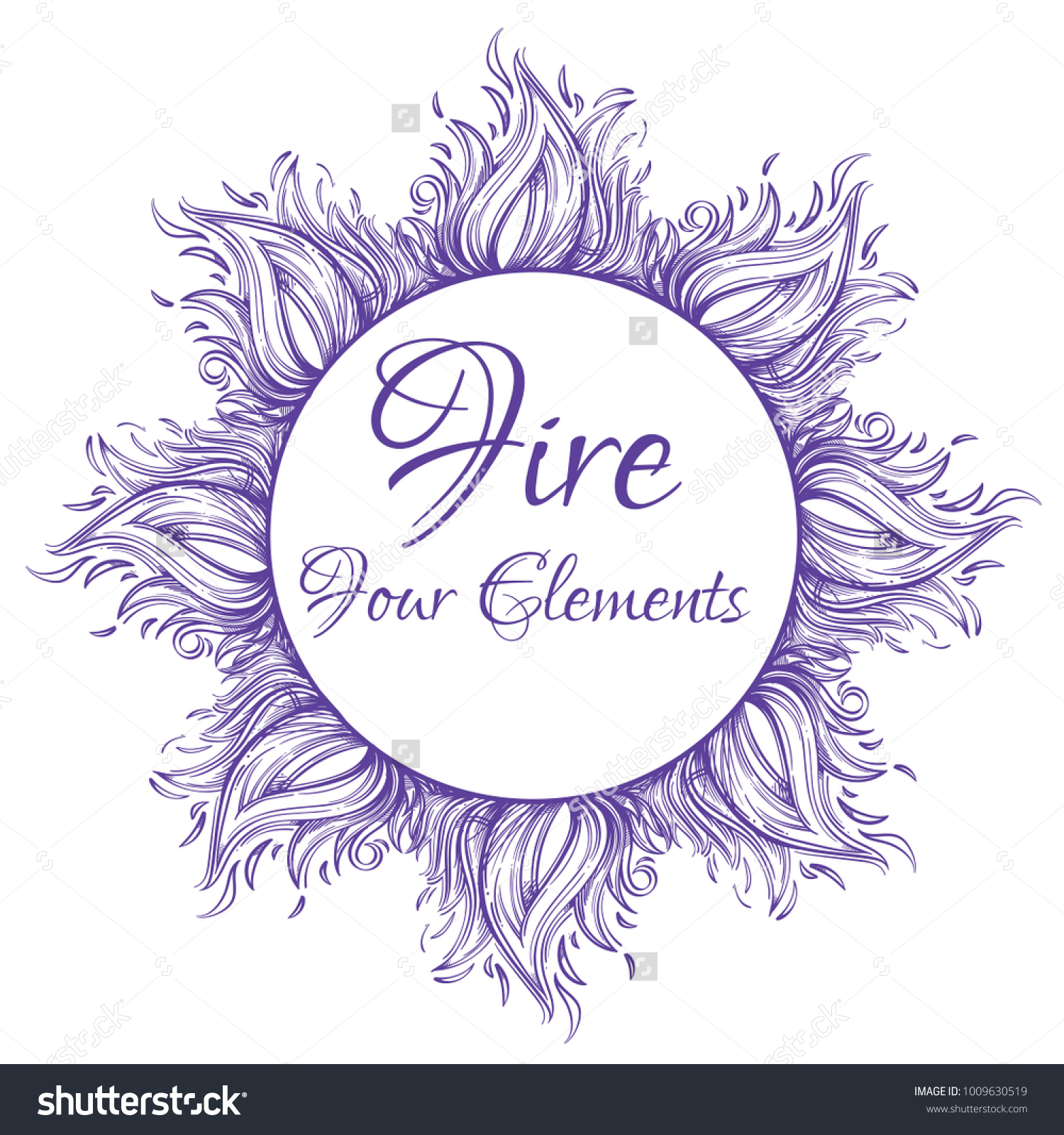 Fire Four Elements Beautiful Round Frame Stock Vector (Royalty Free ...