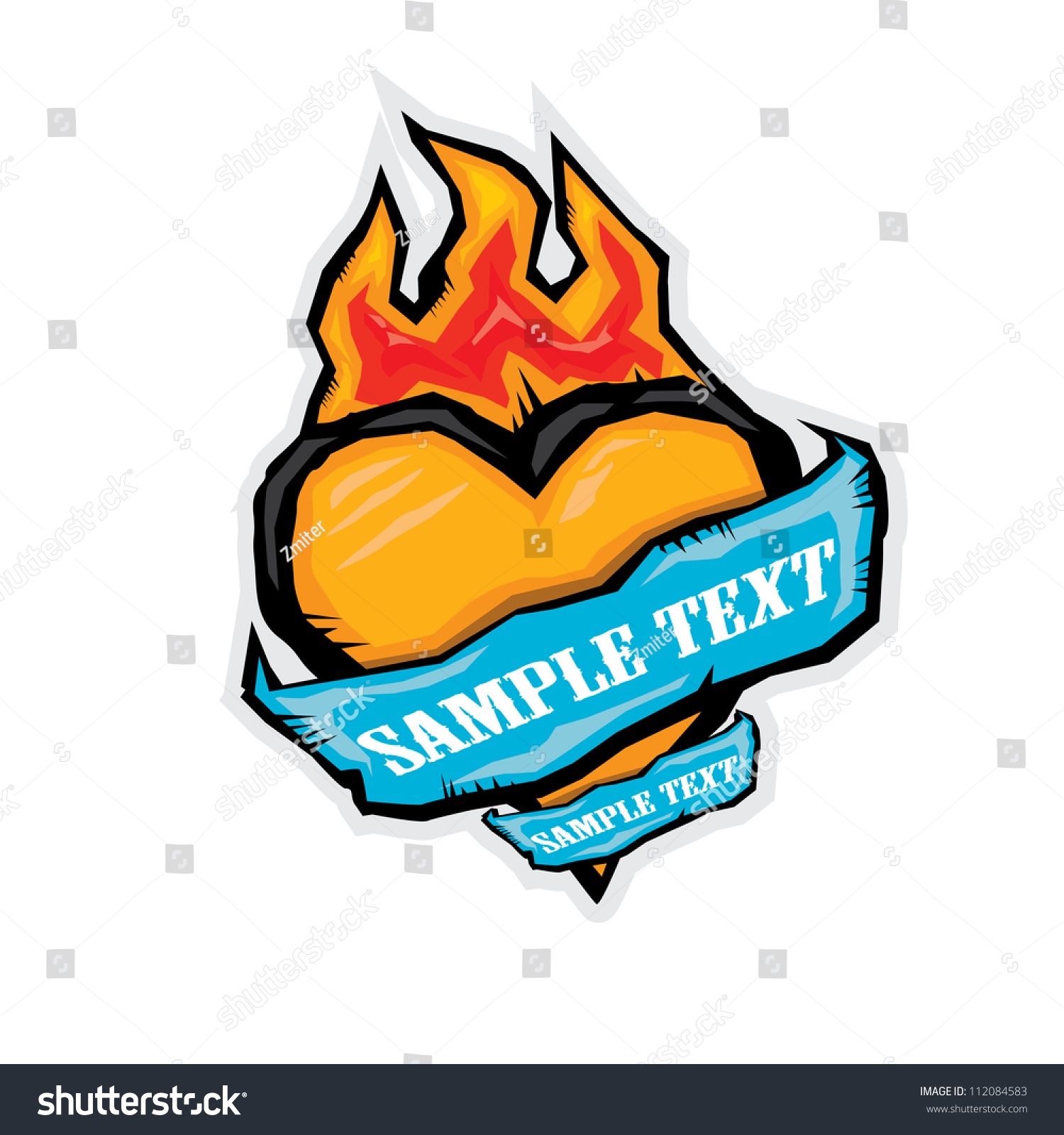 Fire Heart Tattoo Illustrationvector Heart Abstract Stock Vector