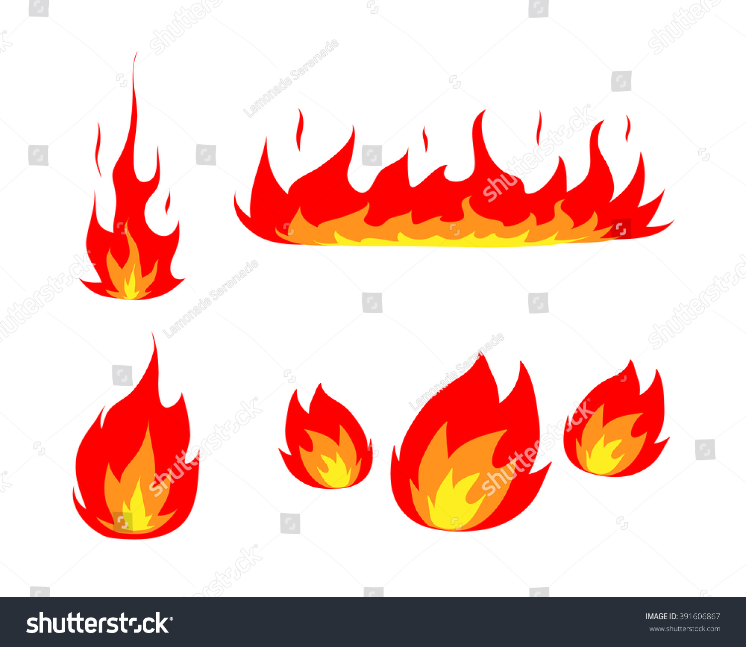 Fire Icon Set Hand Drawn Vector Stock Vector (Royalty Free) 391606867