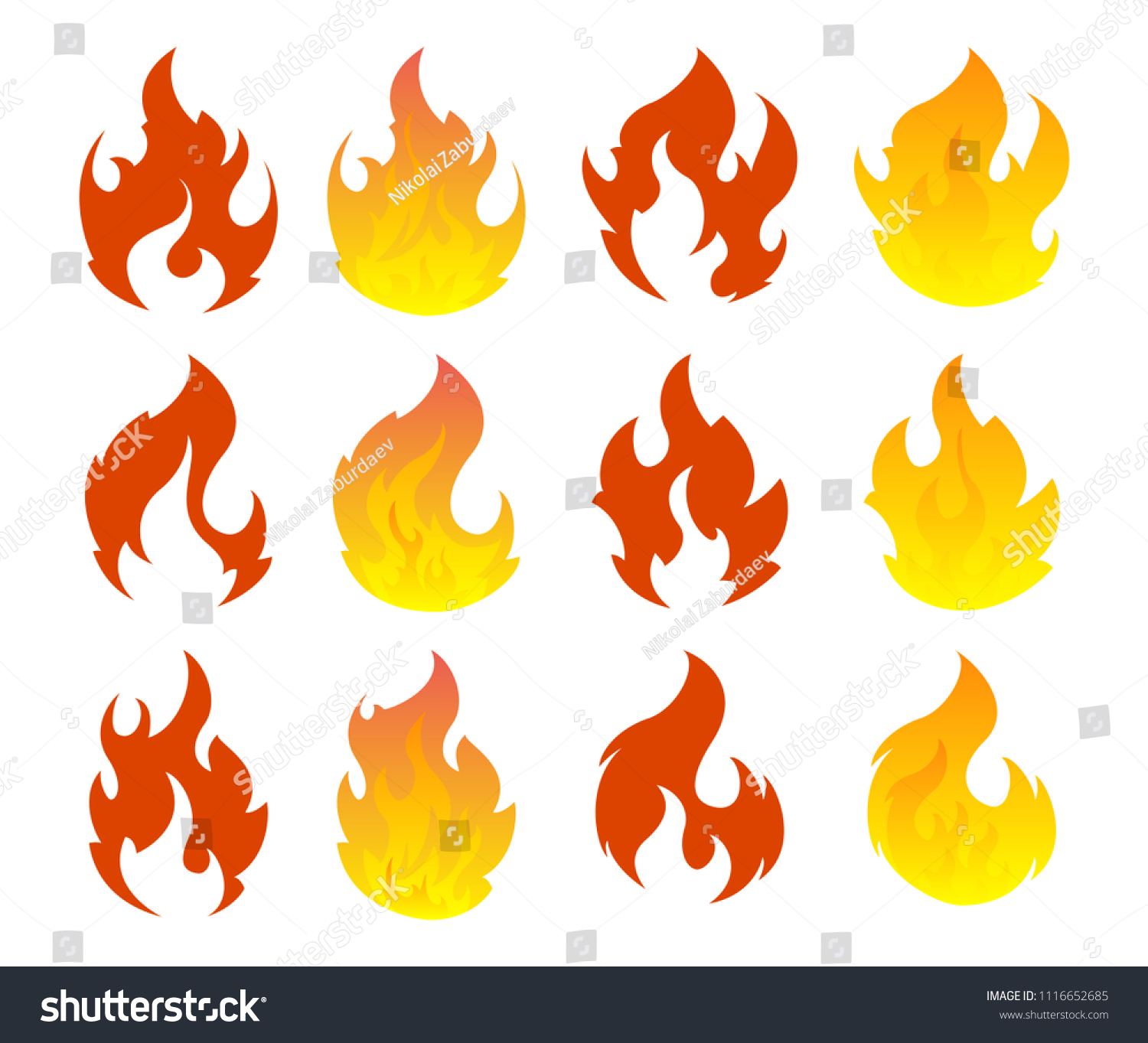 Fire Icon Set Design Element Stock Vector (Royalty Free) 1116652685 ...