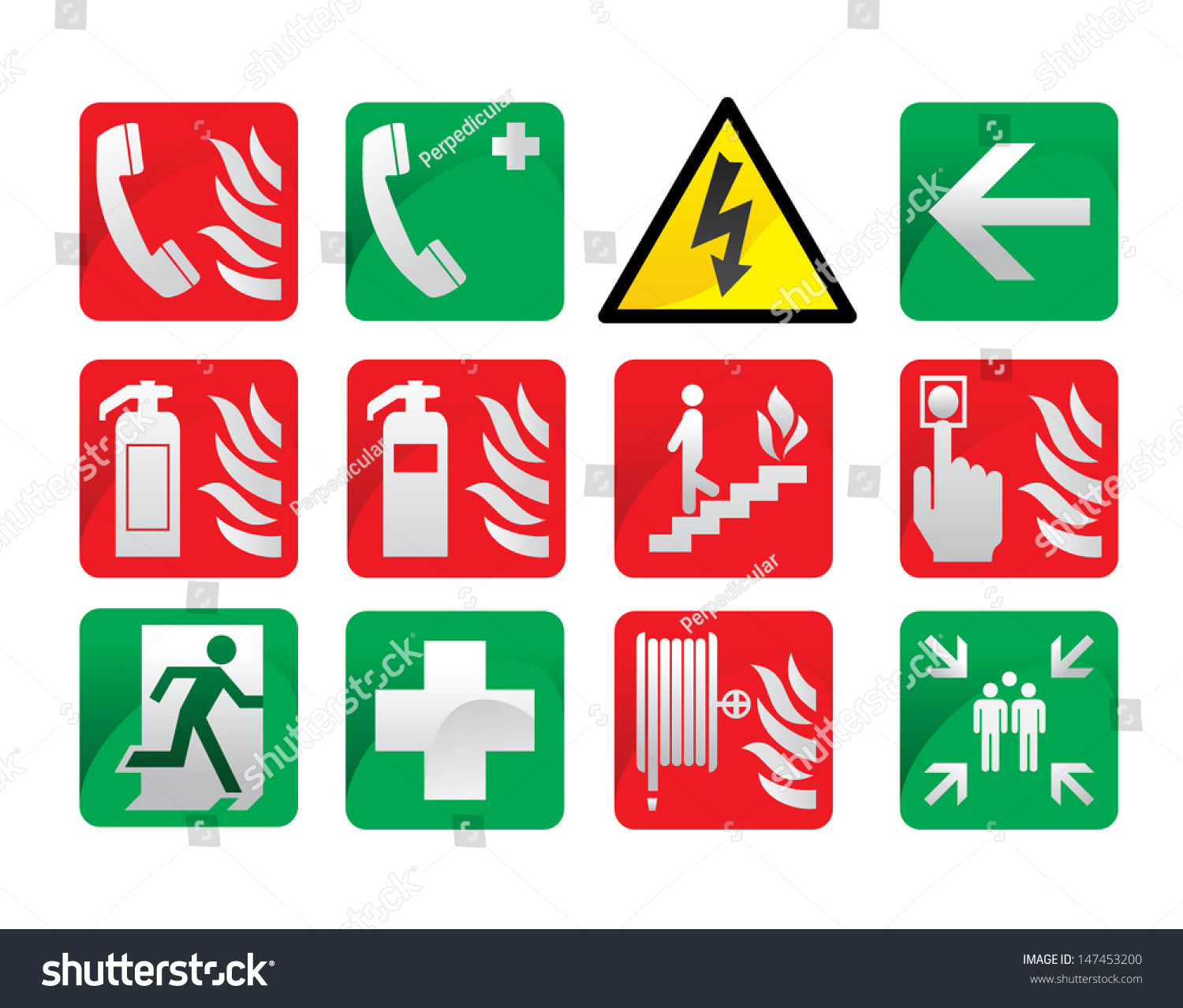 Fire Protection Signs Stock Vector Illustration 147453200 Shutterstock