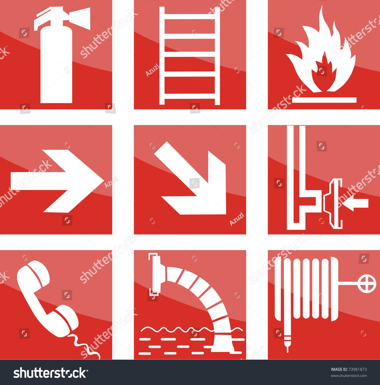 Fire Safety Signs Stock Vector Illustration 73981873 : Shutterstock