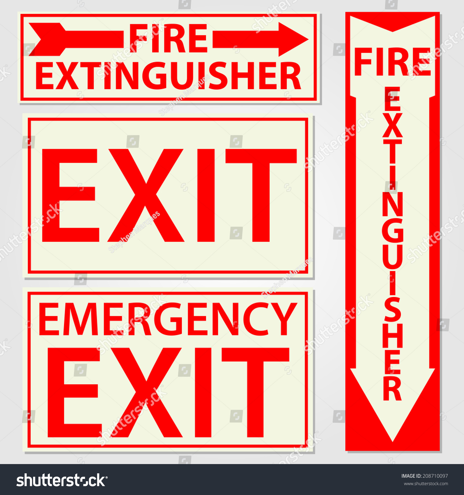 Fire Safety Signs Vector Illustration - 208710097 : Shutterstock