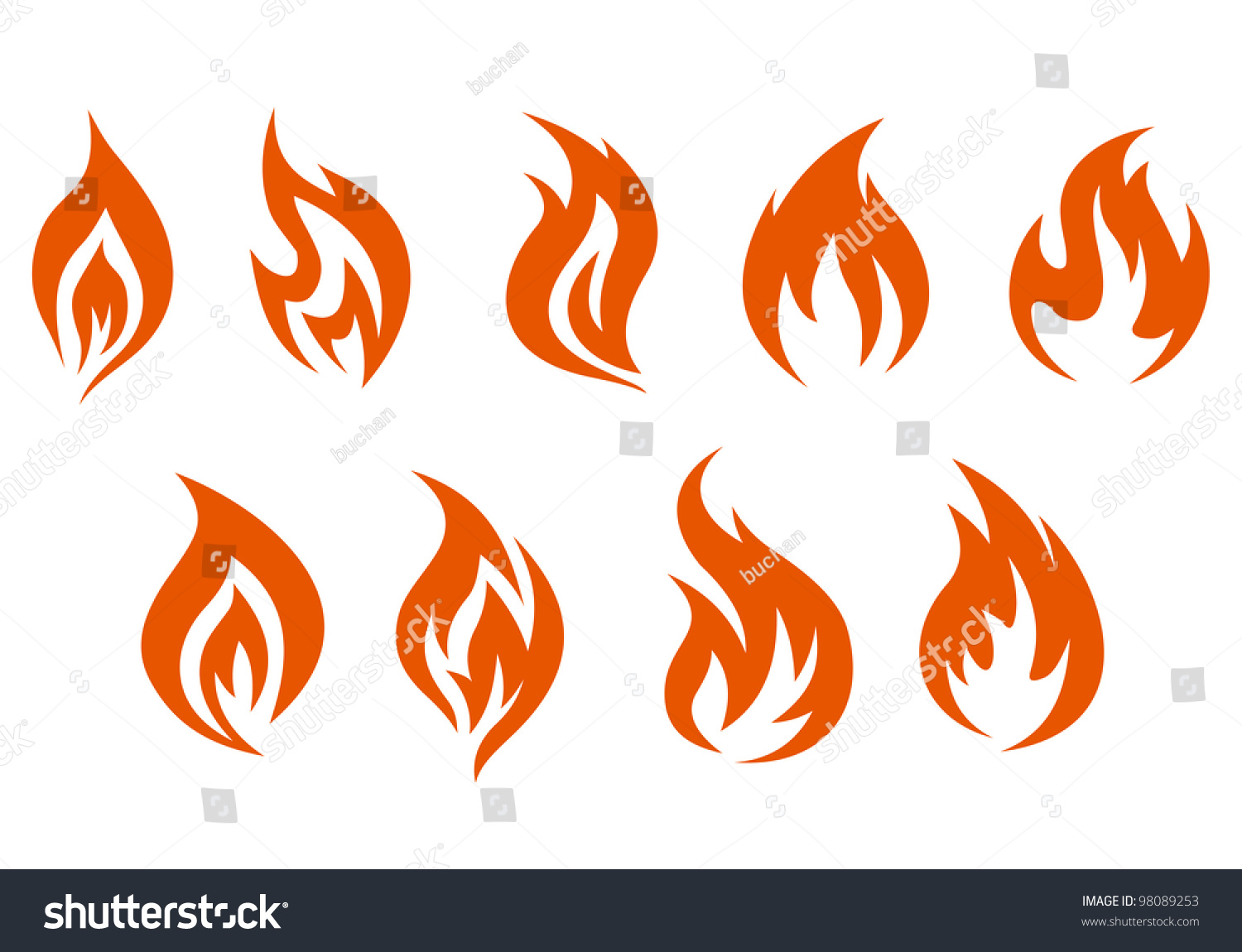 Fire Symbols Isolated On White Background Stock Vector 98089253