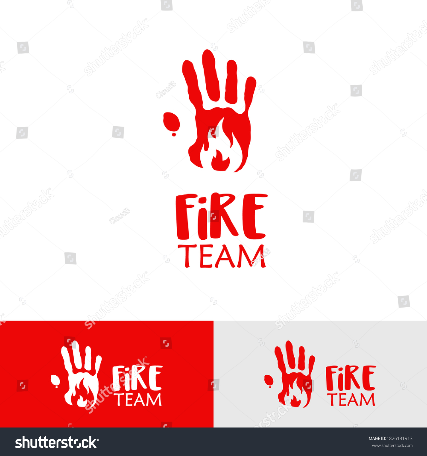 Fire Team Hand Logo Template Hand Stock Vector (Royalty Free) 1826131913