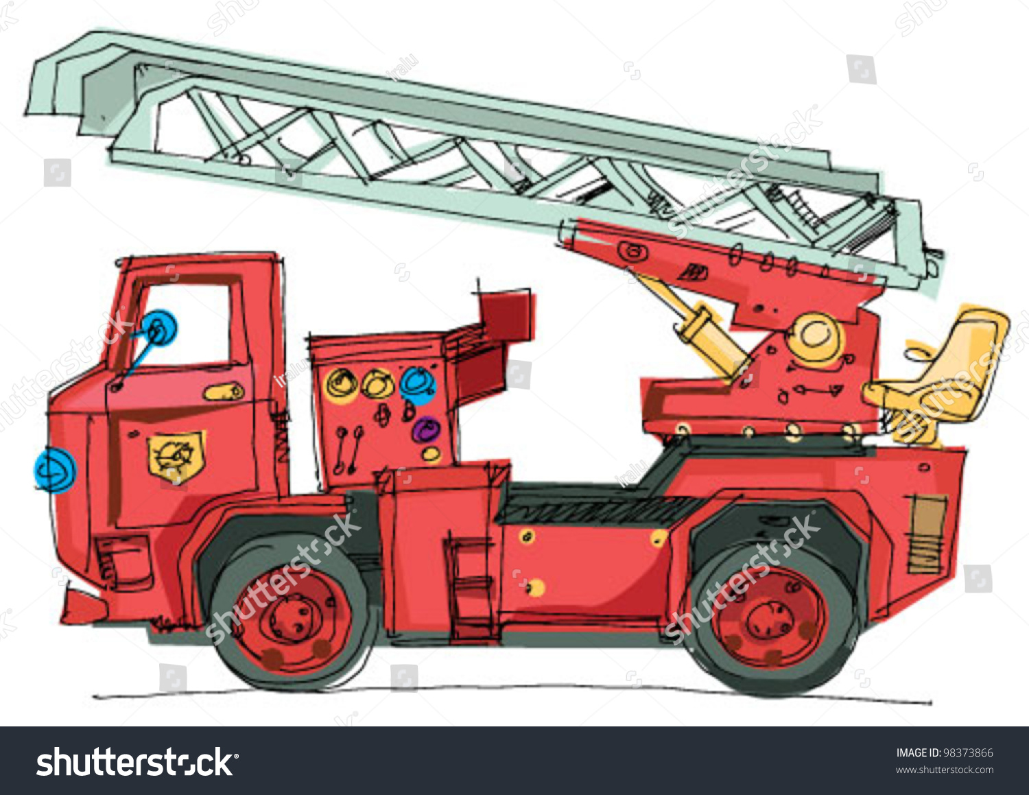 Fire Truck Cartoon Stock Vector 98373866 - Shutterstock