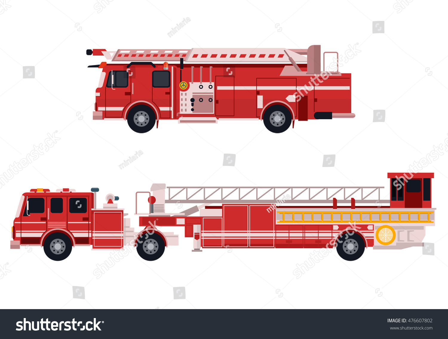 Fire Truck Flat Vector Stock Vector (Royalty Free) 476607802 | Shutterstock