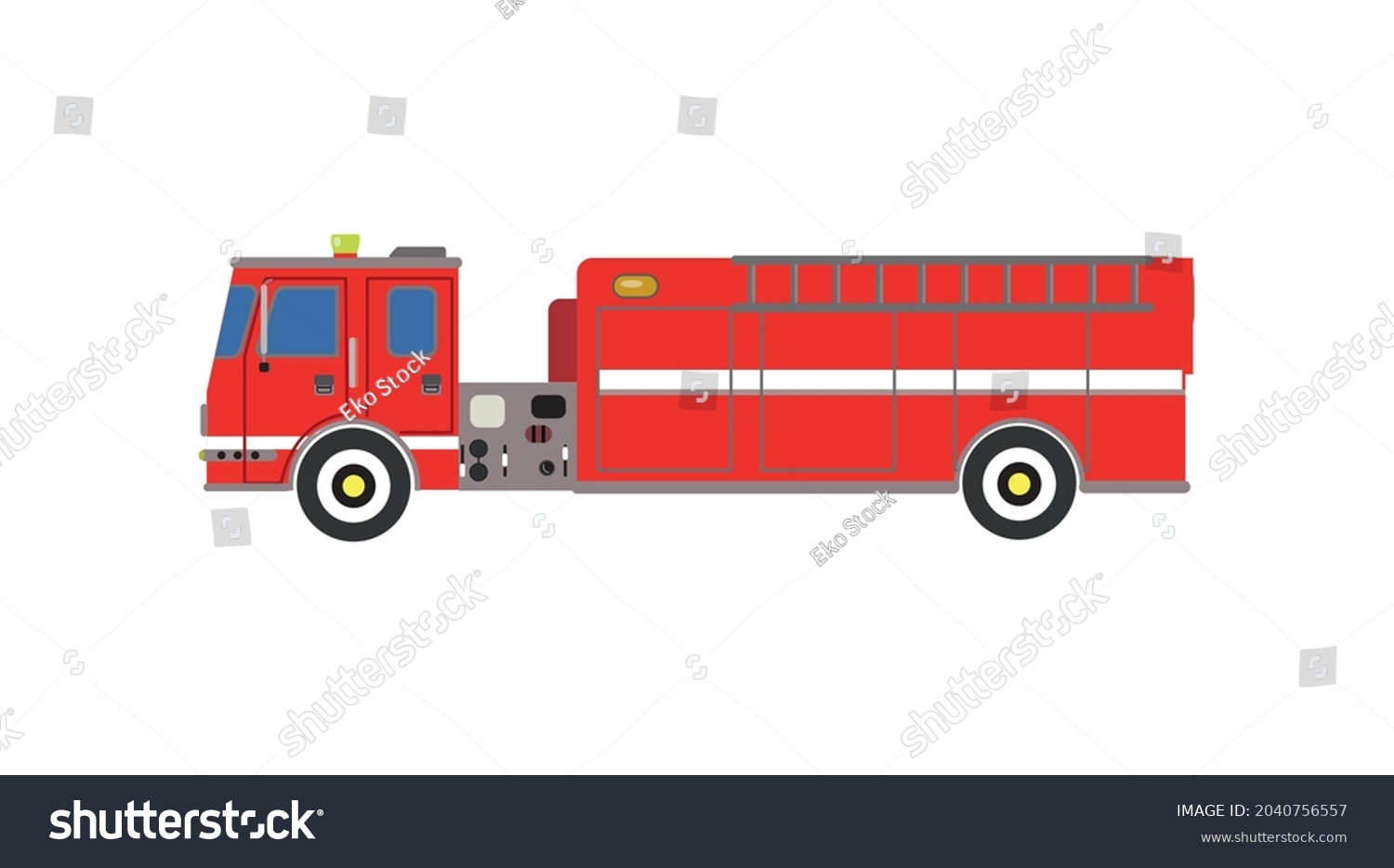 Fire Truck Isolated White Background Fire Stock Vector (Royalty Free ...