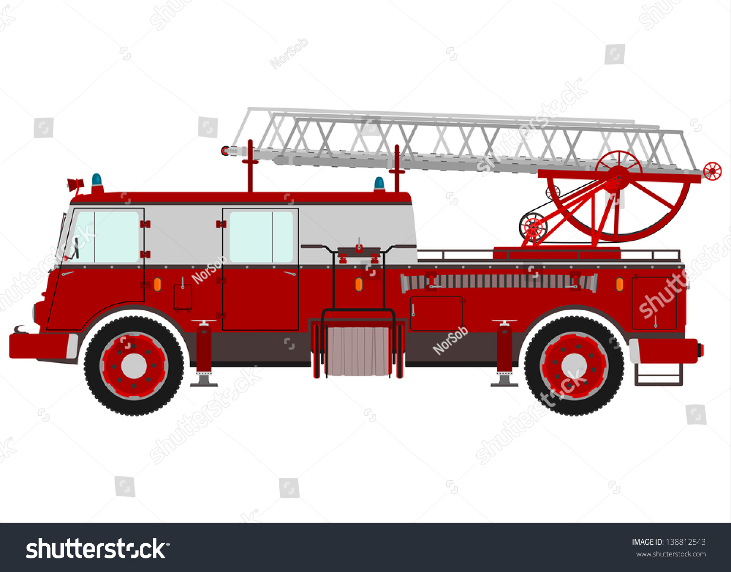 Fire Truck Ladder Vector Stock Vector 138812543 - Shutterstock