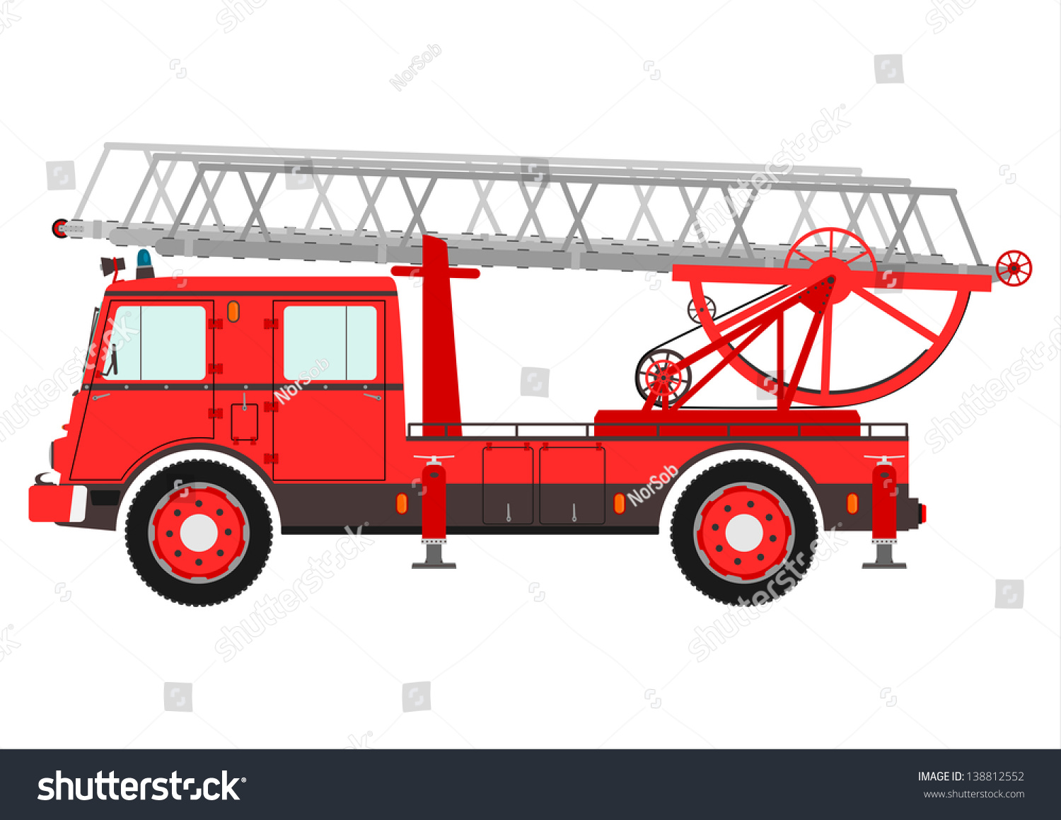 Fire Truck Ladder Vector Stock Vector 138812552 - Shutterstock