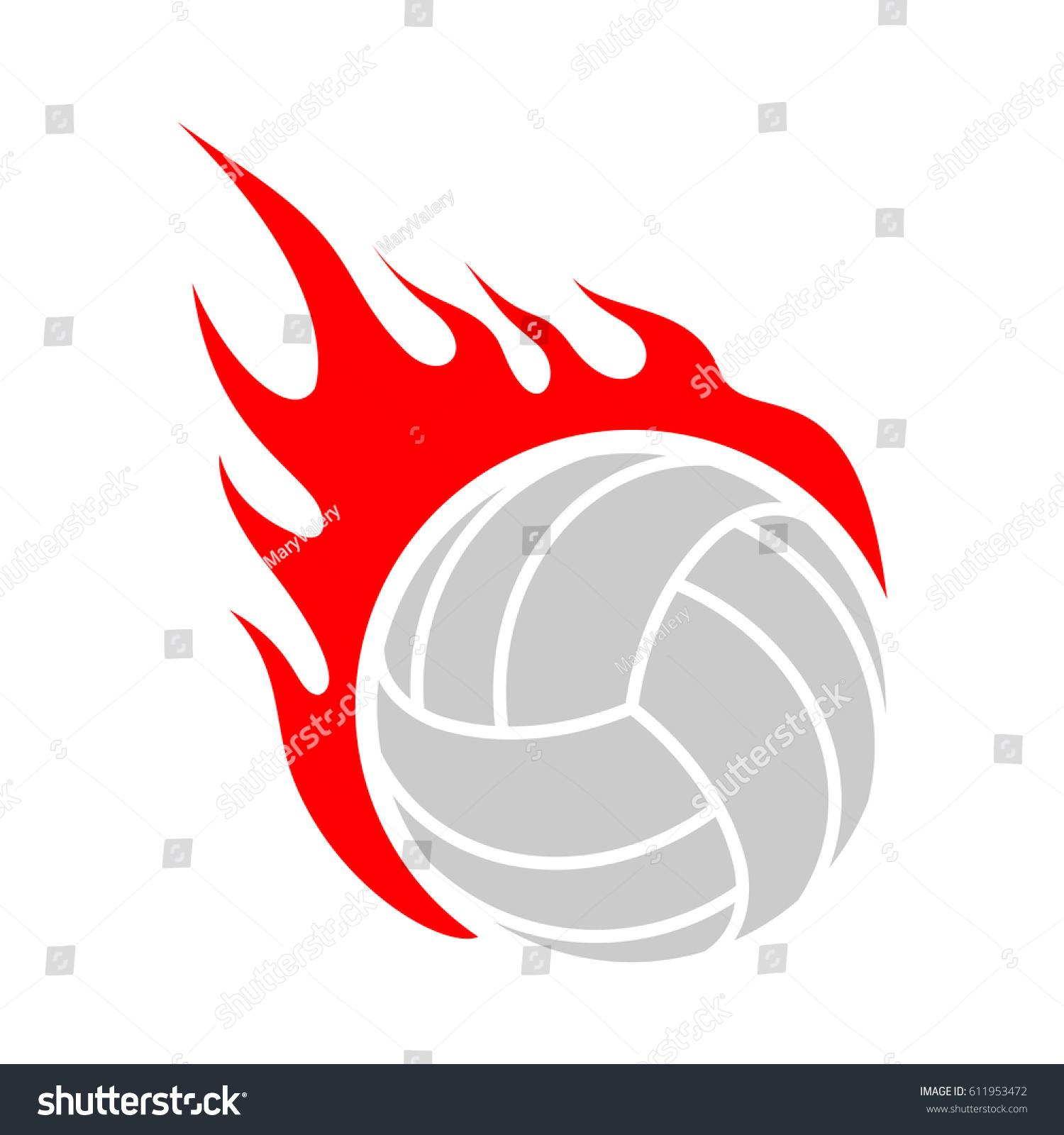 Fire Volleyball Flame Ball Emblem Game Stock Vector 611953472 ...