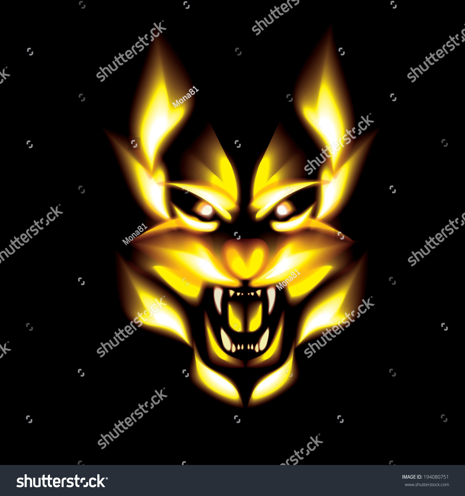 Fire Wolf Vector Stock Vector Royalty Free 194080751