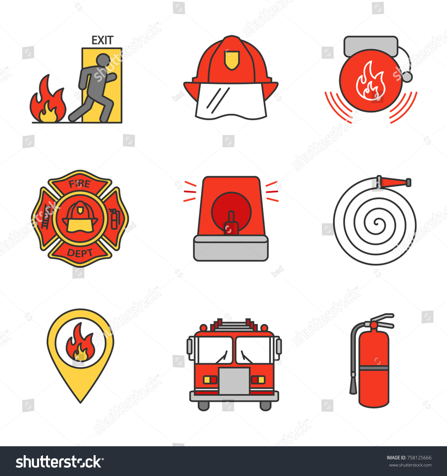 Alarm icon, Color icon, Firefighter hat