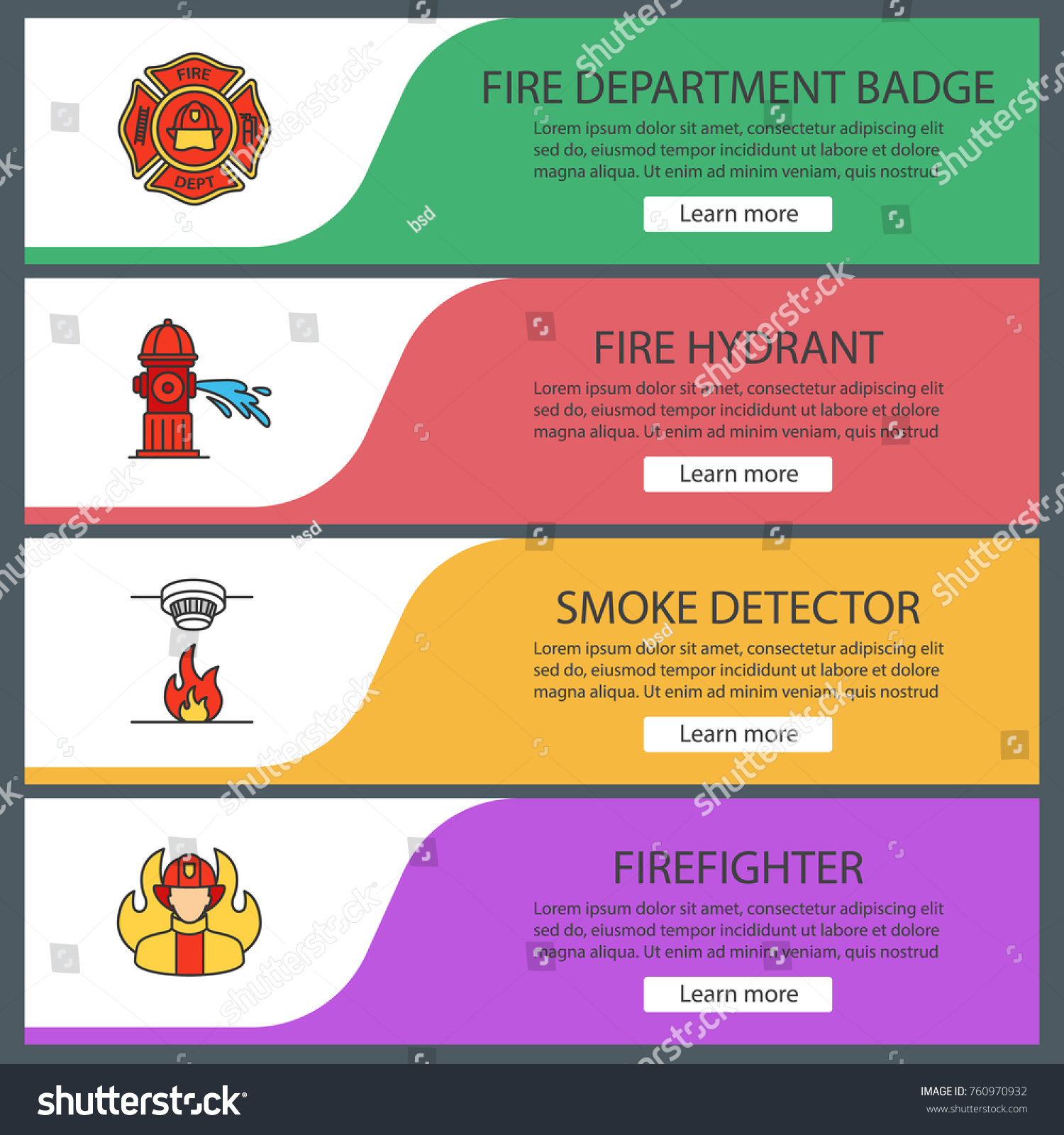 firefighting web banner templates set firefighters stock vector