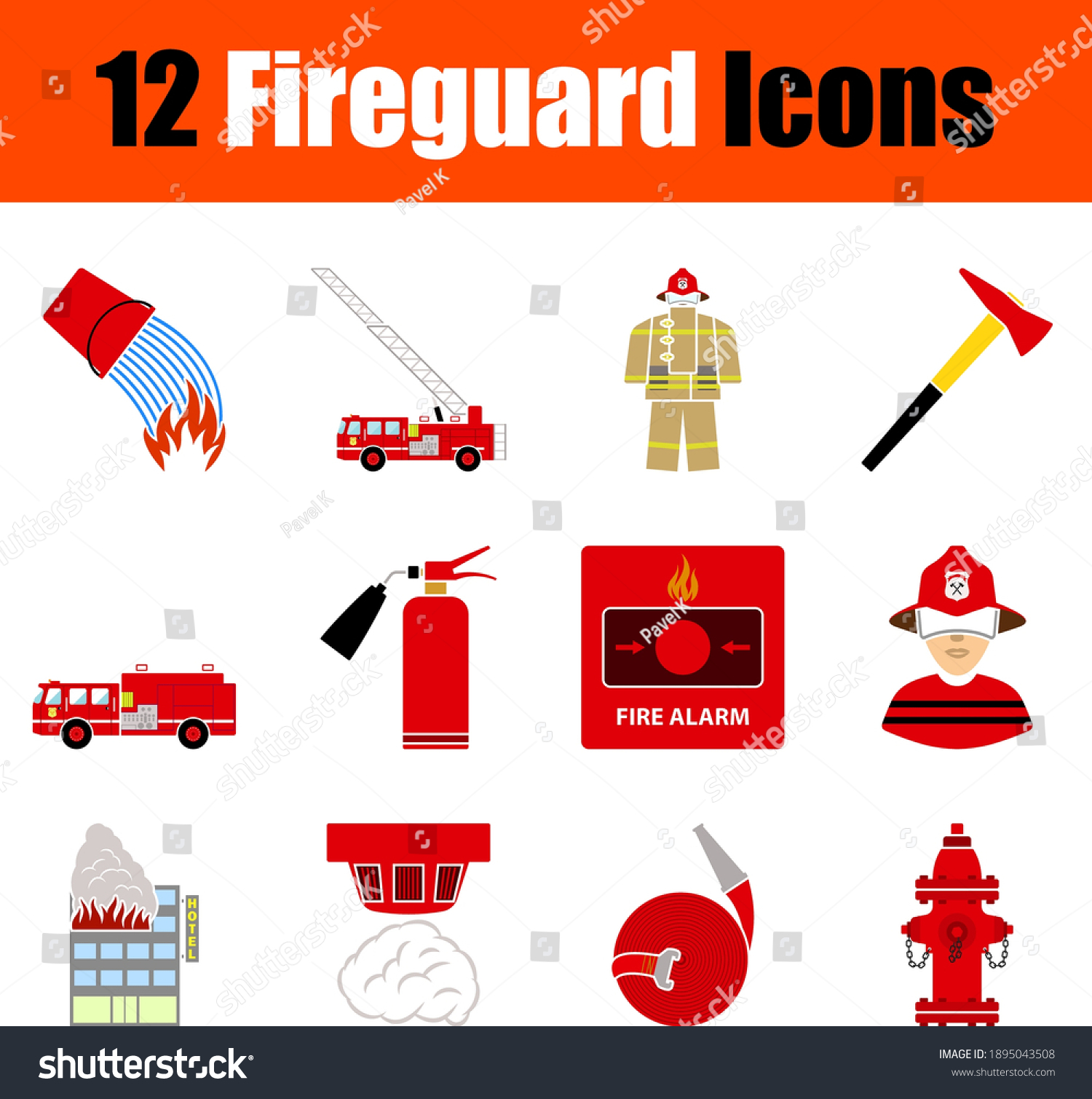 Fireguard Icon Set Flat Design Fully Stock Vector (Royalty Free ...