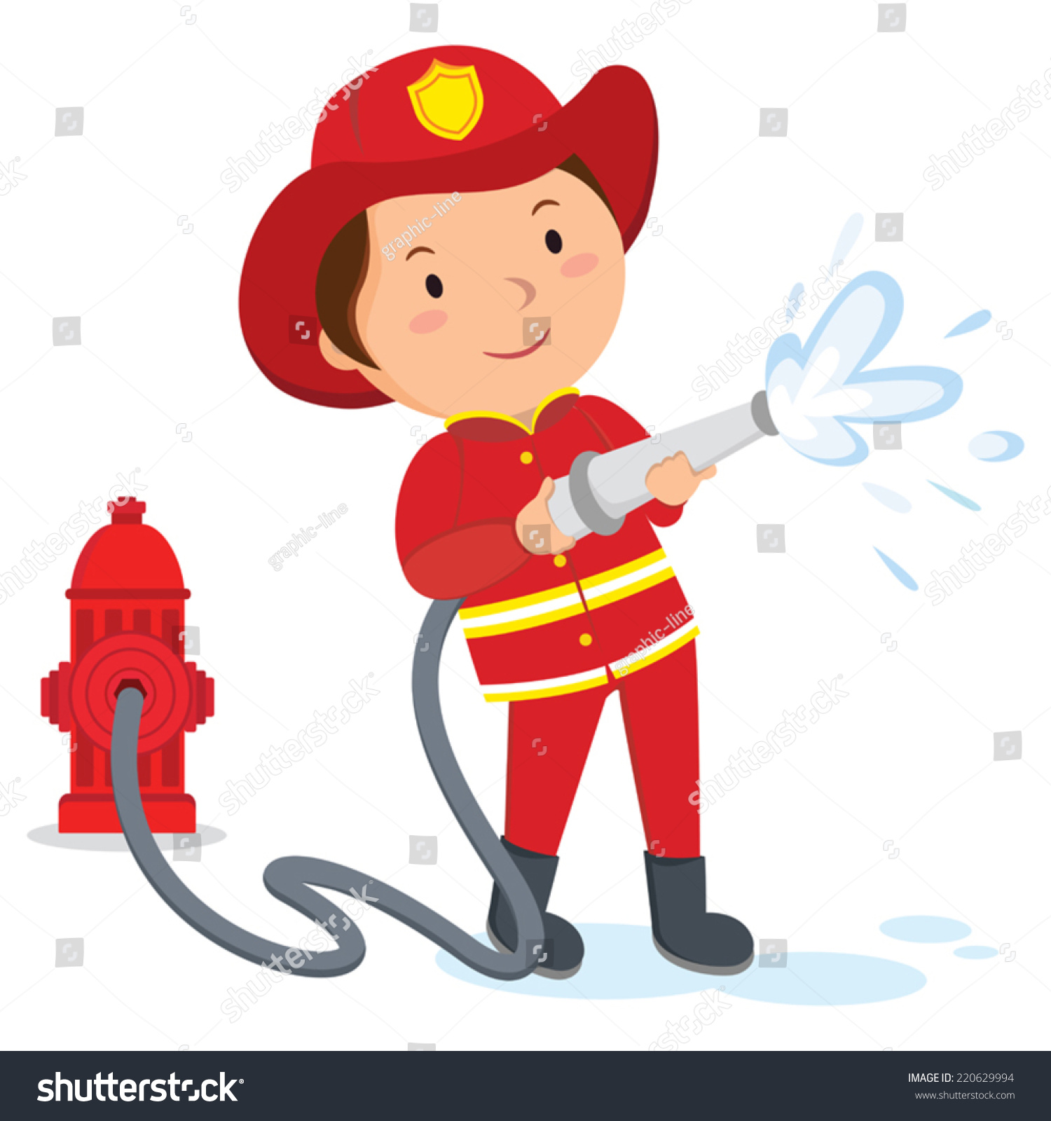 Fireman. A Fireman Spraying A Water Hose. Stock Vector Illustration ...