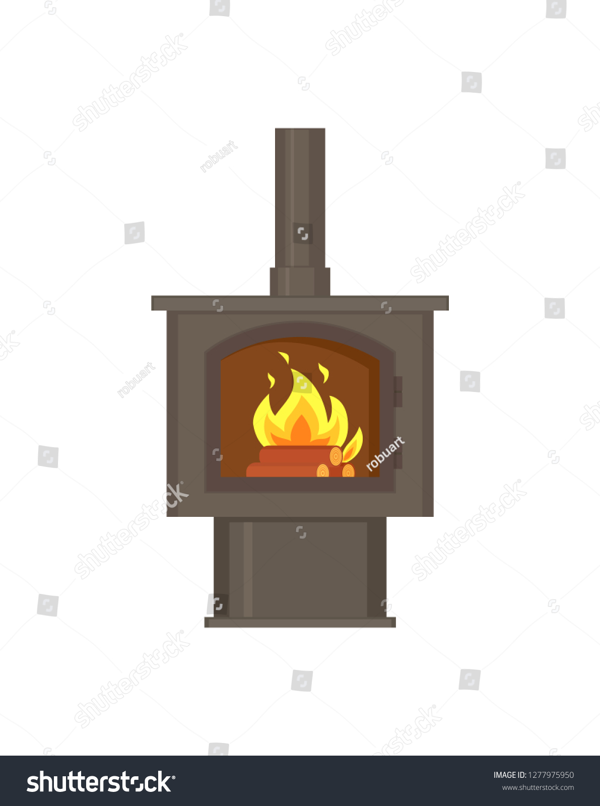 Fireplace Fire Burning Inside Pipe Tube Stock Vector Royalty Free