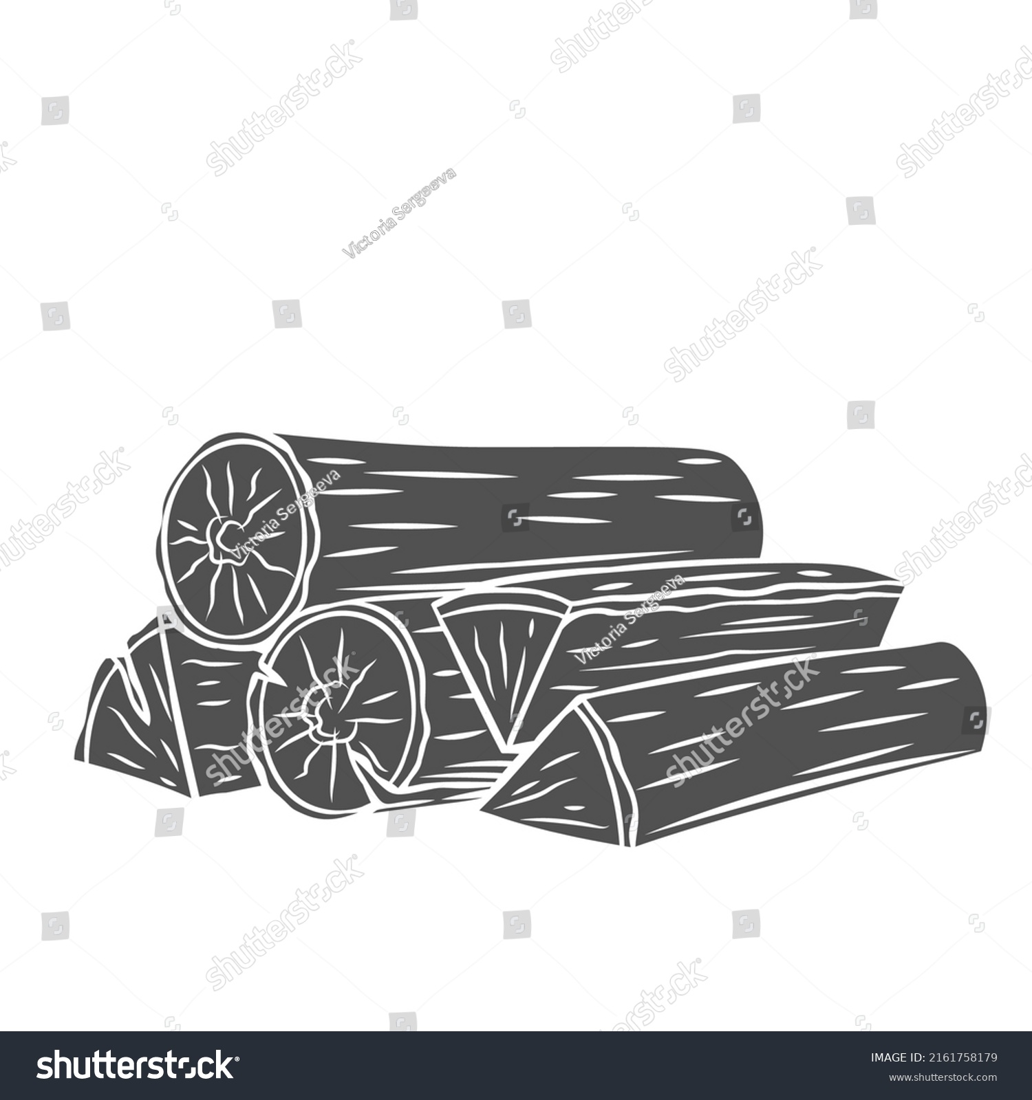 Firewood Silhouette Glyph Icon Engraved Monochrome Stock Vector ...