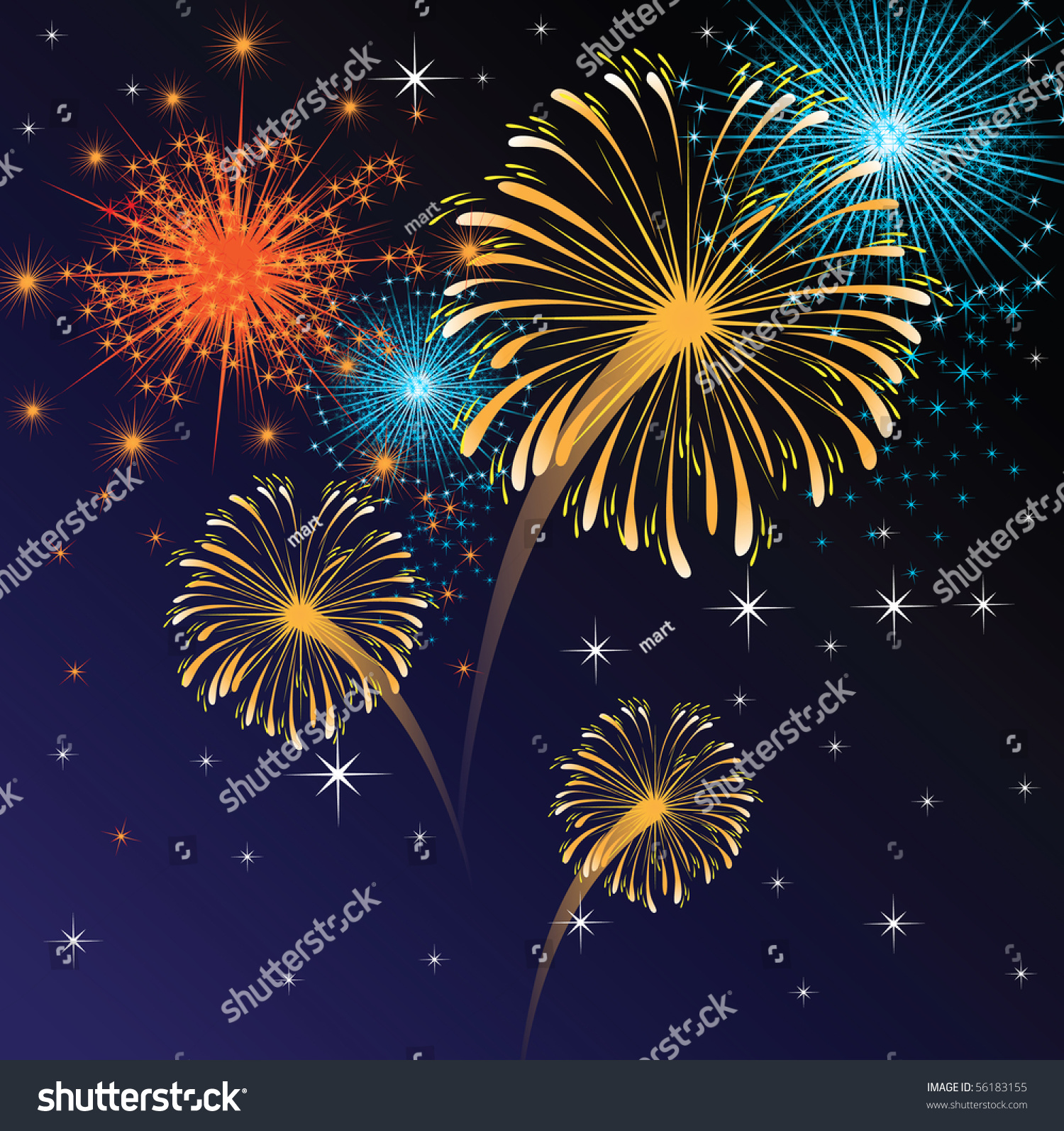 Fireworks Stock Vector Illustration 56183155 : Shutterstock