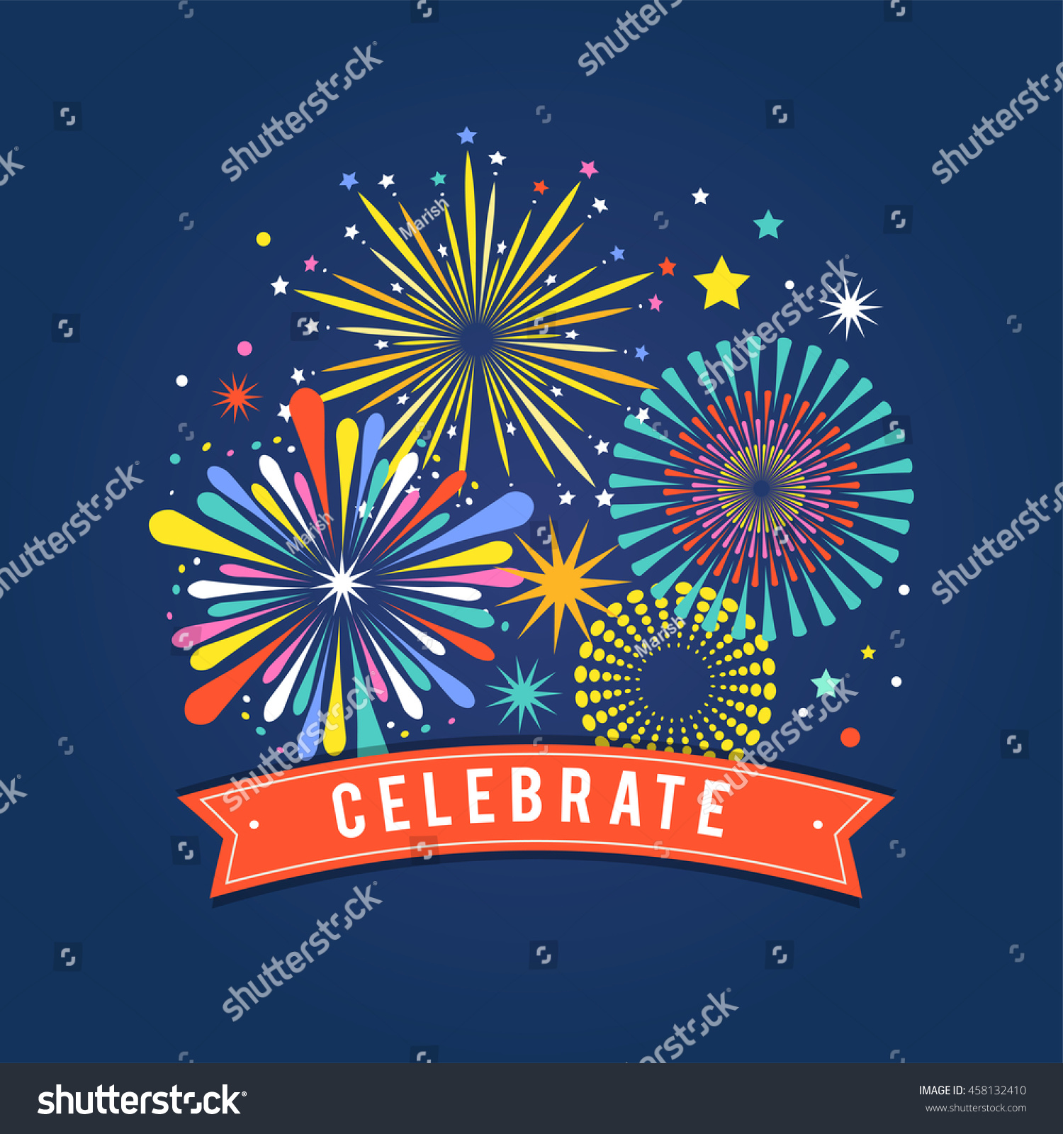 Fireworks Celebration Background Winner Victory Poster Stock Vector Shutterstock