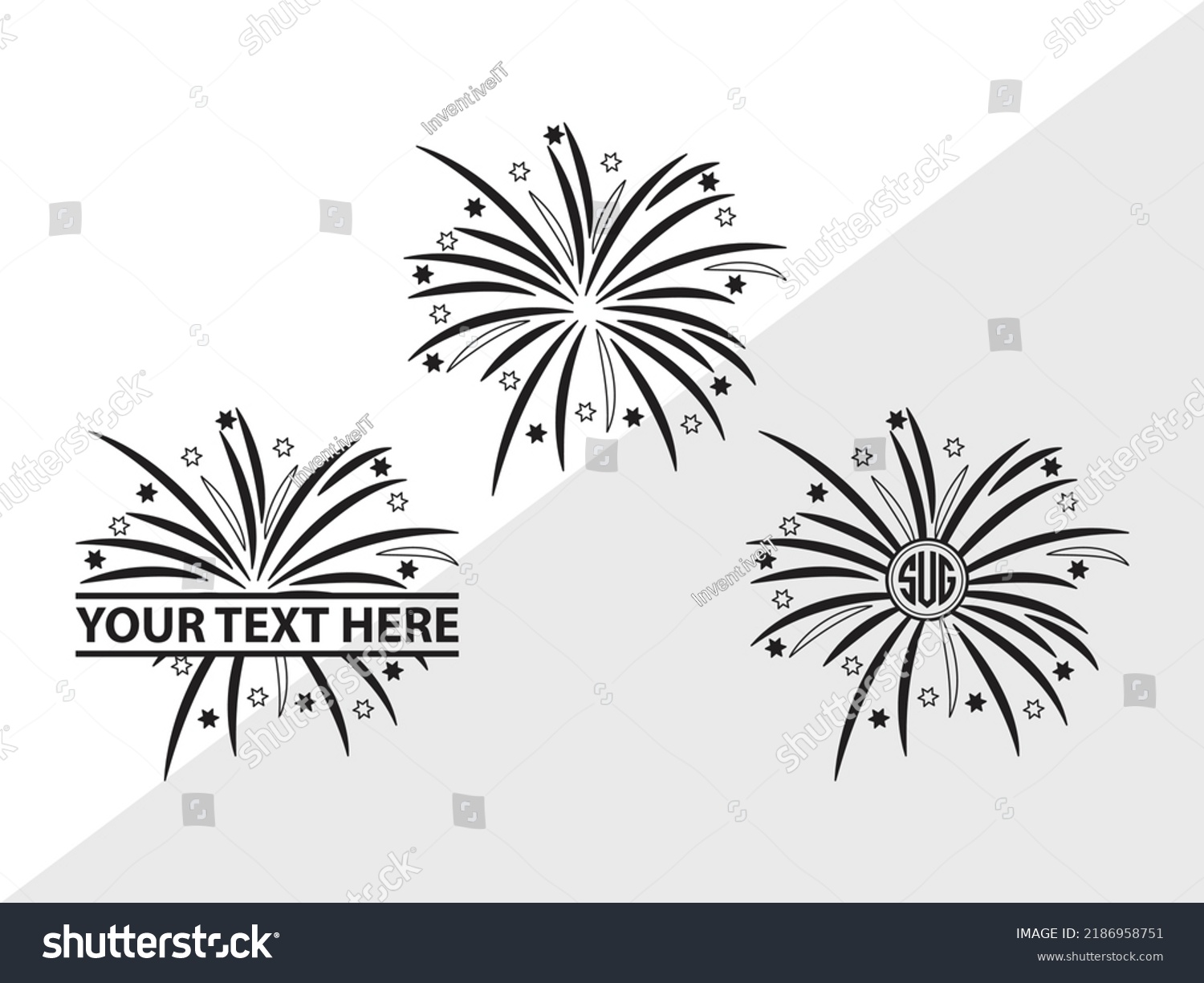 SVG of Fireworks Monogram SVG Printable Vector Illustration svg