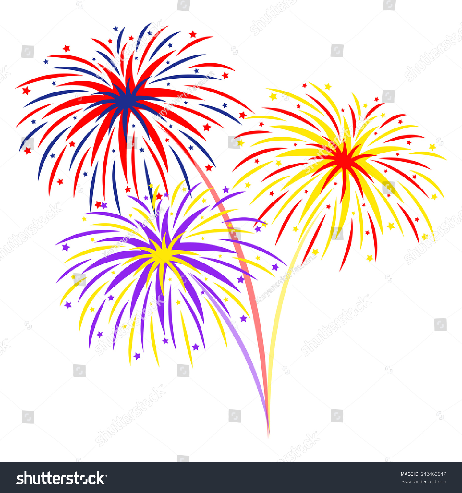 Fireworks On White Background Vector Illustration Stock Vector (Royalty Free) 242463547