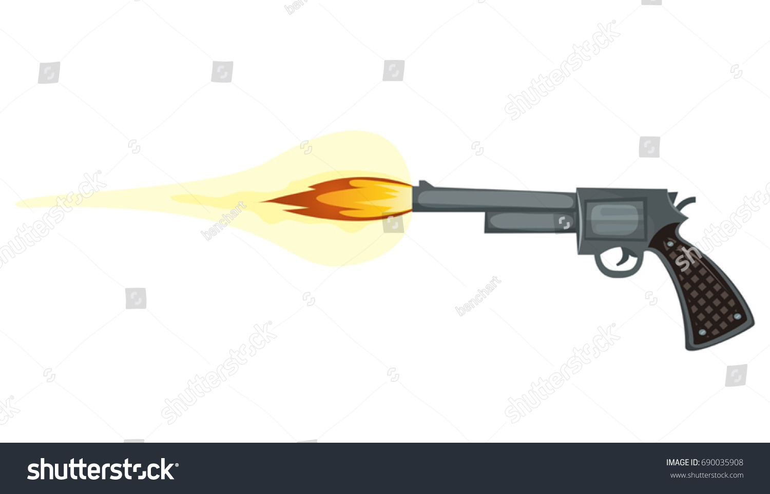 Firing Gun Illustration Cartoon Police Gun 스톡 벡터(로열티 프리) 690035908