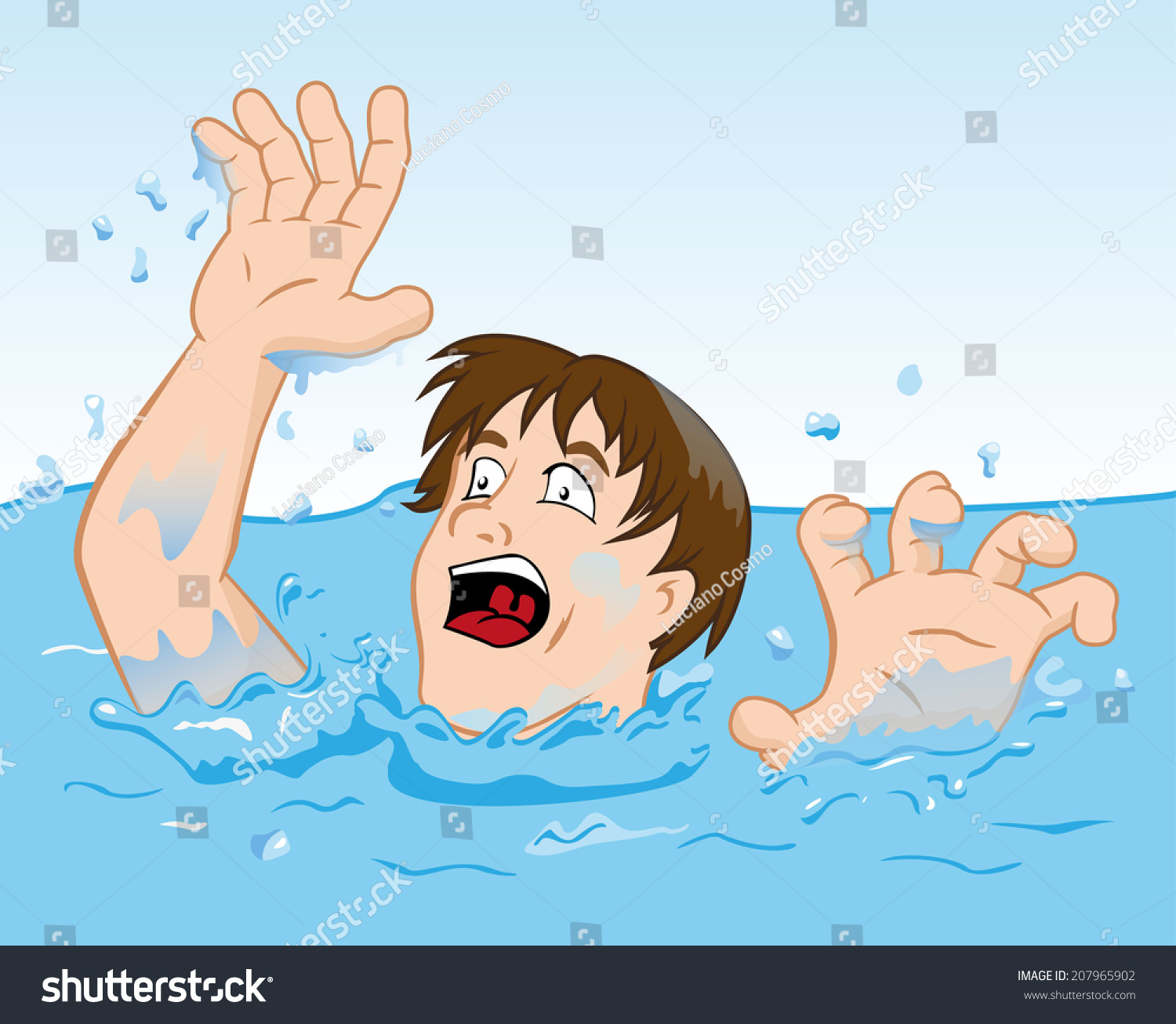 First Aid Drowning Person Struggling Water Stock Vector 207965902 ...