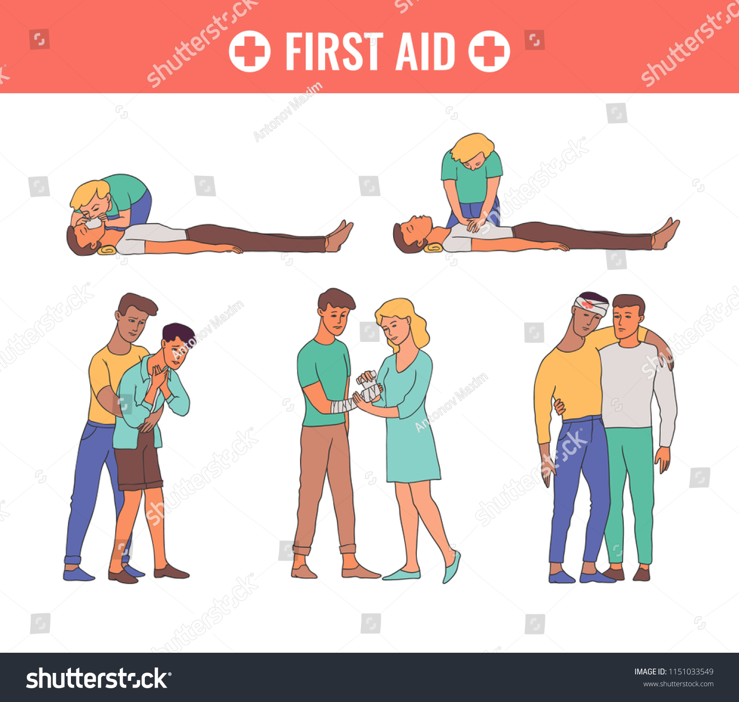 First Aid Emergency Medical Rescue Scenes Stock Vector (Royalty Free ...